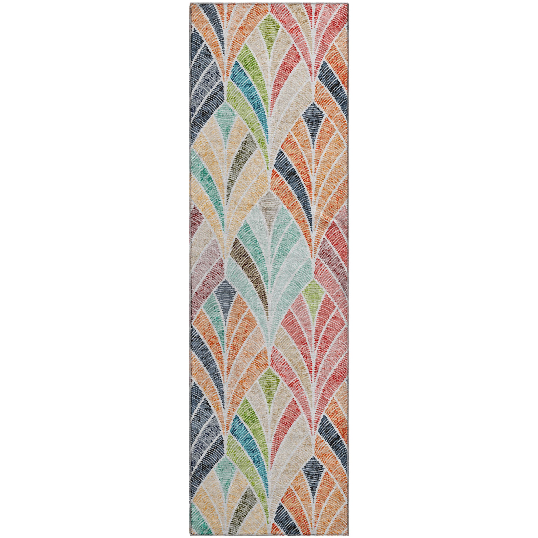 Montevideo Machine Washable Transitional Orange Rug 2'3" x 7'6" #shape_Runner