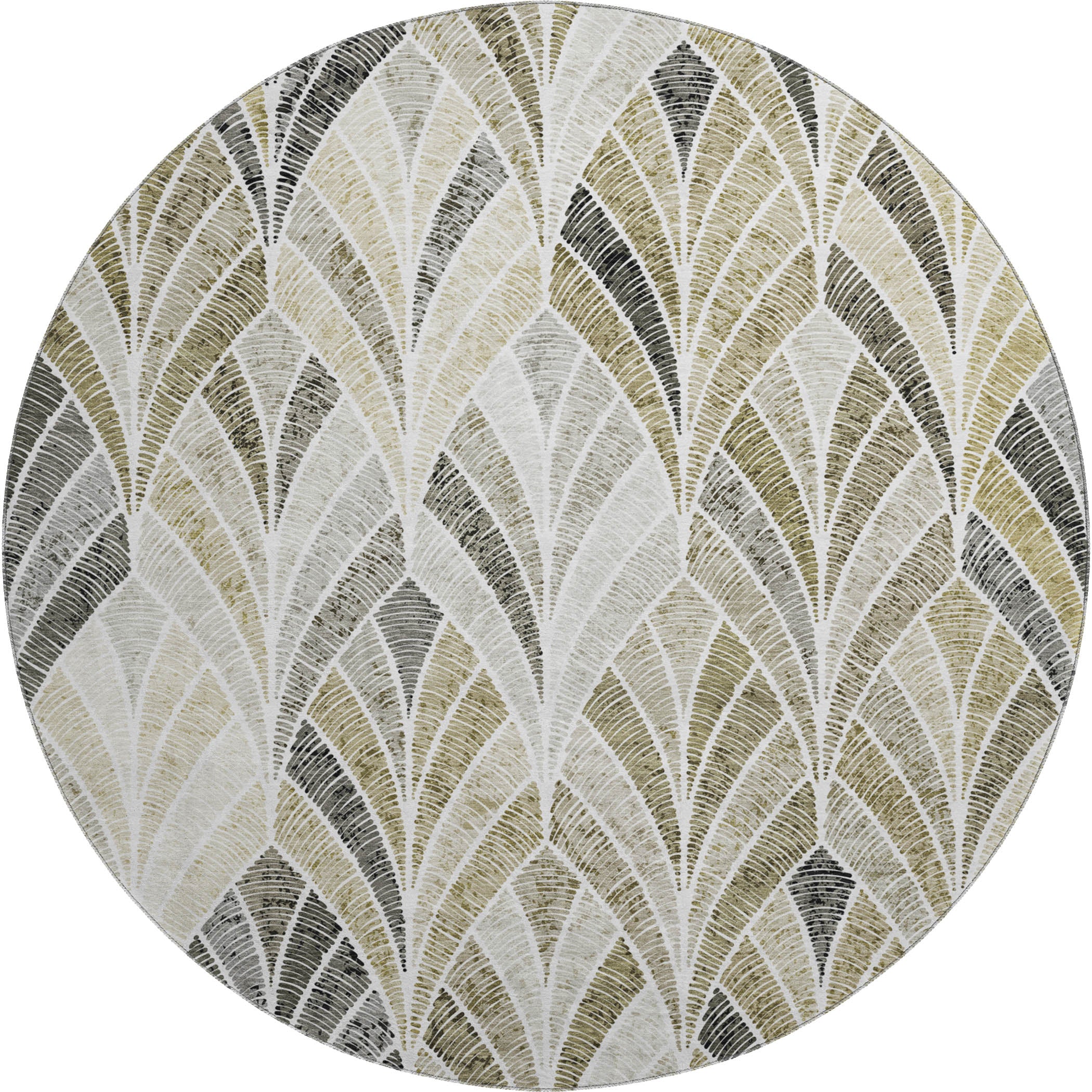 Montevideo Machine Washable Transitional Taupe Brown Rug 8' x 8' #shape_Round