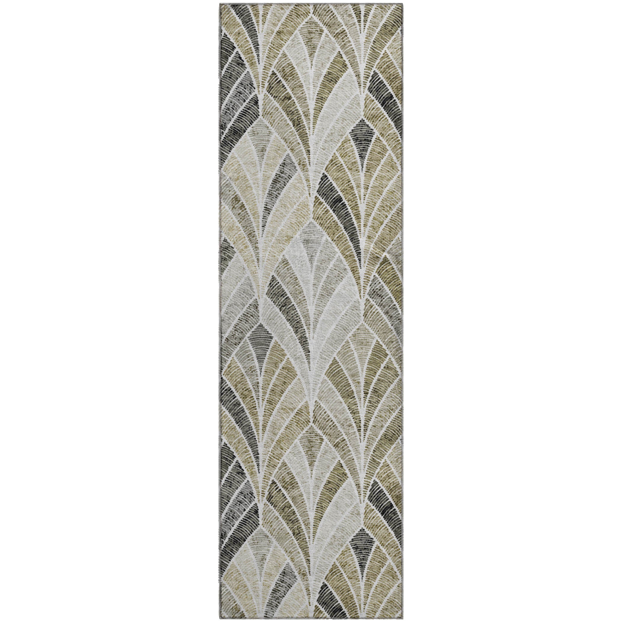 Montevideo Machine Washable Transitional Taupe Brown Rug 2'3" x 7'6" #shape_Runner