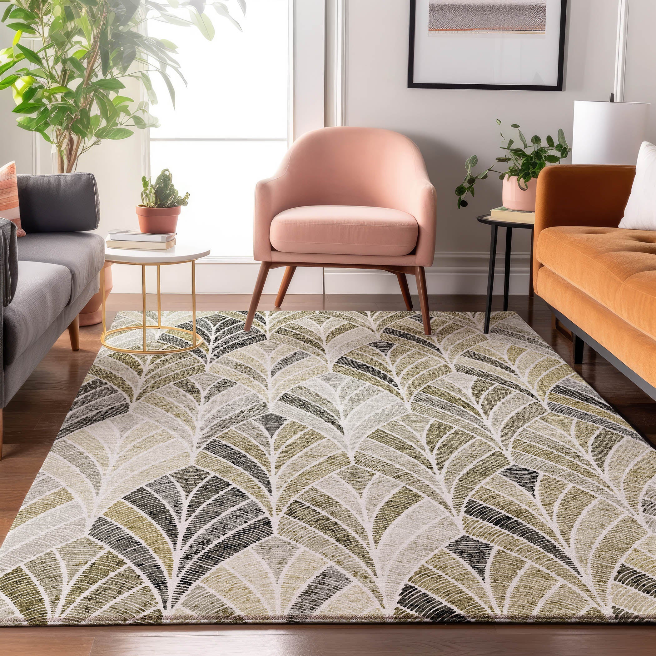 Montevideo Machine Washable Transitional Taupe Brown Rug 2'6" x 3'10" #shape_Rectangle