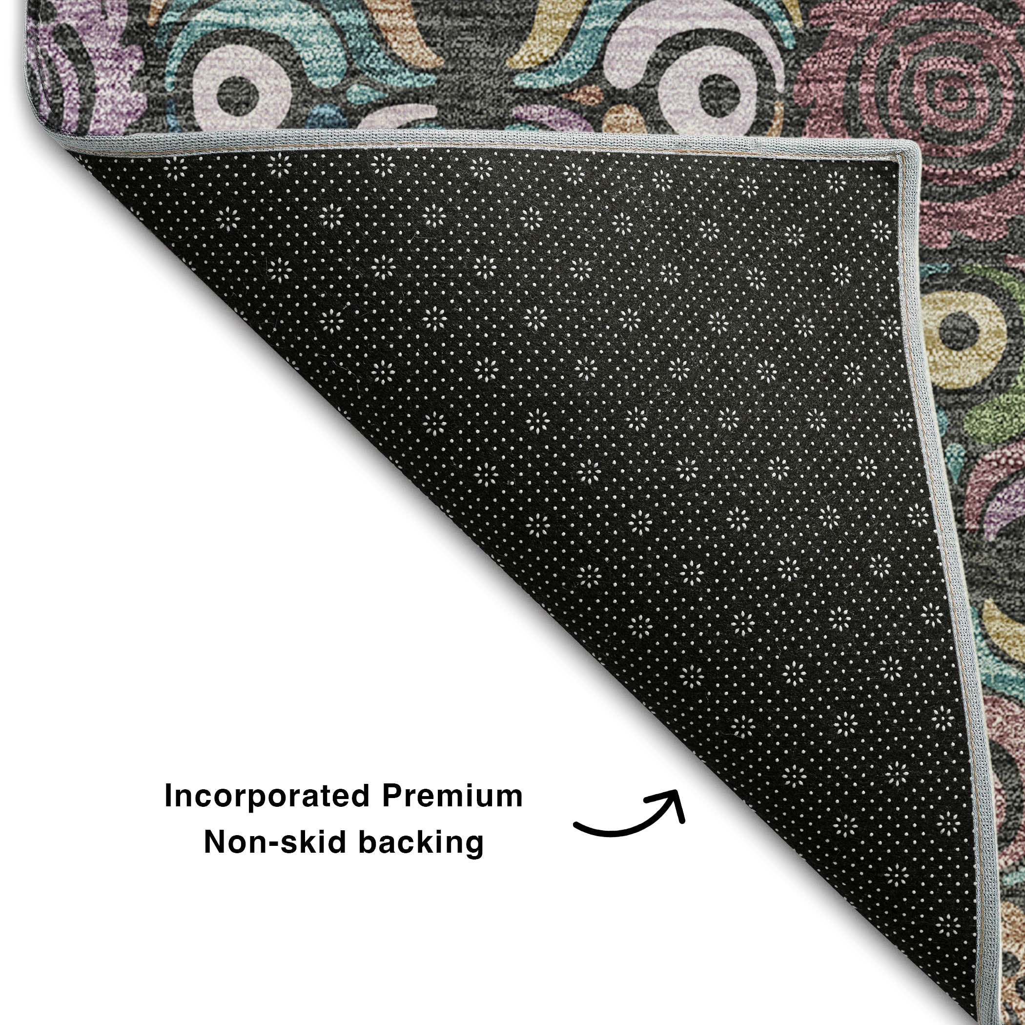 Florence Machine Washable Transitional Black Rug 1'8" x 2'6" #shape_Rectangle