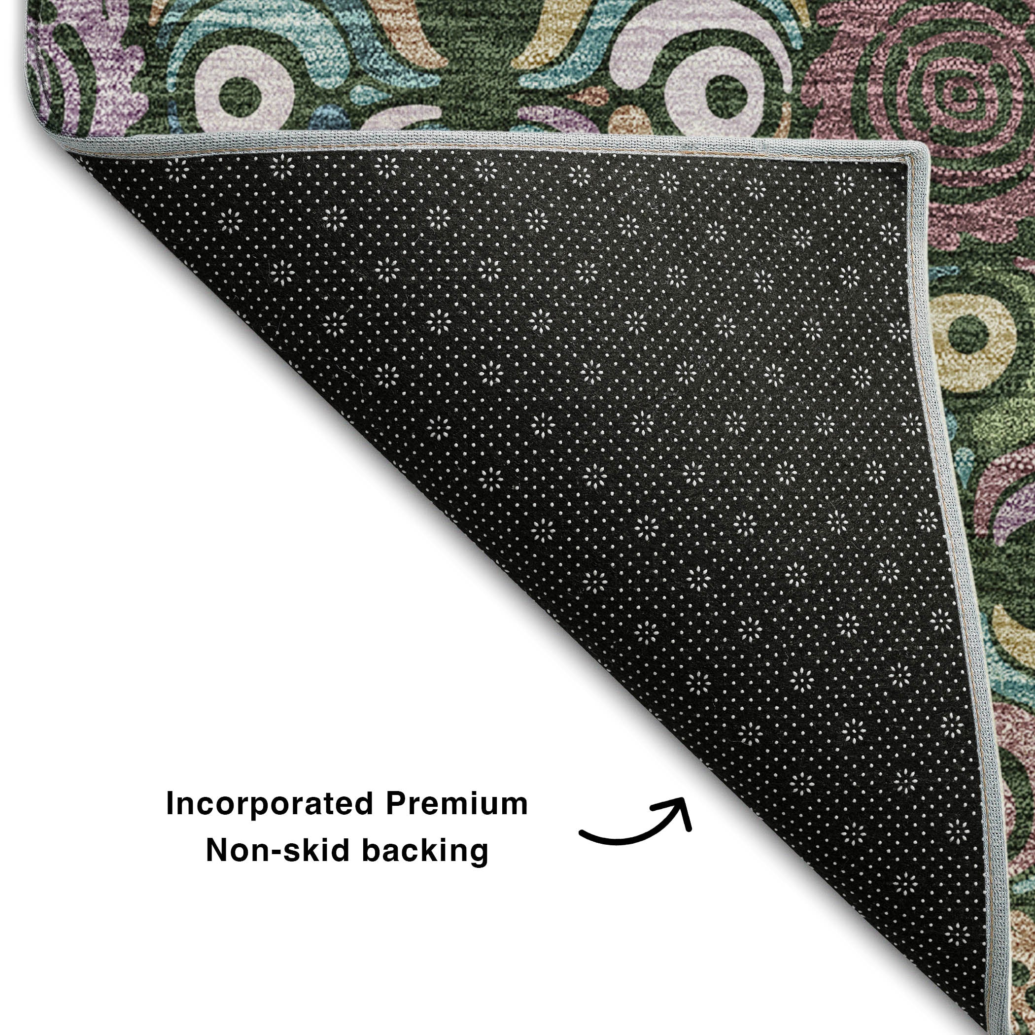 Florence Machine Washable Transitional Fern Green Rug 1'8" x 2'6" #shape_Rectangle