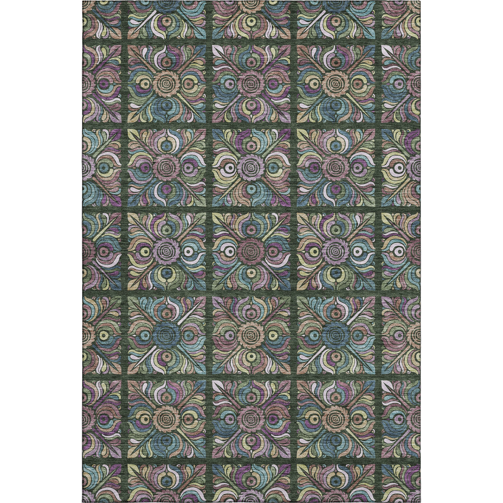 Florence Machine Washable Transitional Fern Green Rug 2'6" x 3'10" #shape_Rectangle