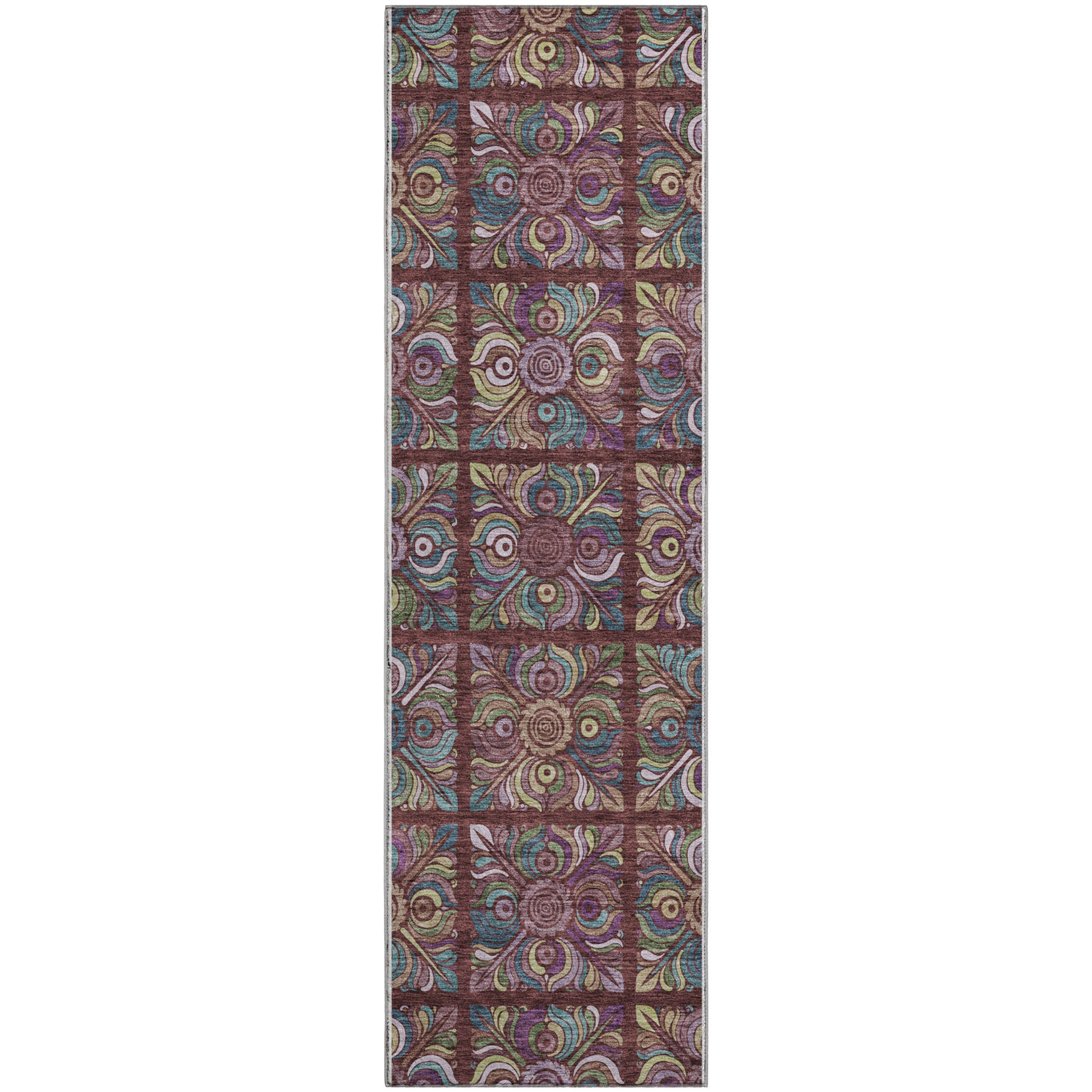 Florence Machine Washable Transitional Paprika Orange Rug 2'3" x 7'6" #shape_Runner