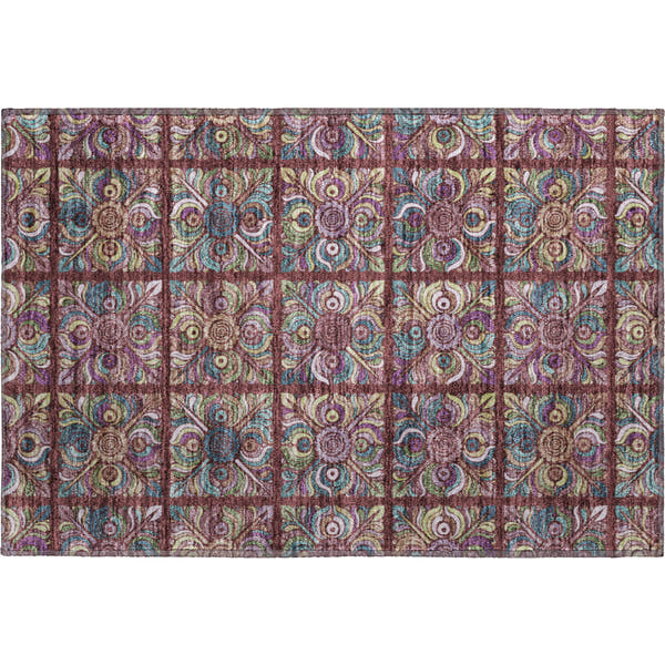 Florence Machine Washable Transitional Paprika Orange Rug 1'8" x 2'6"