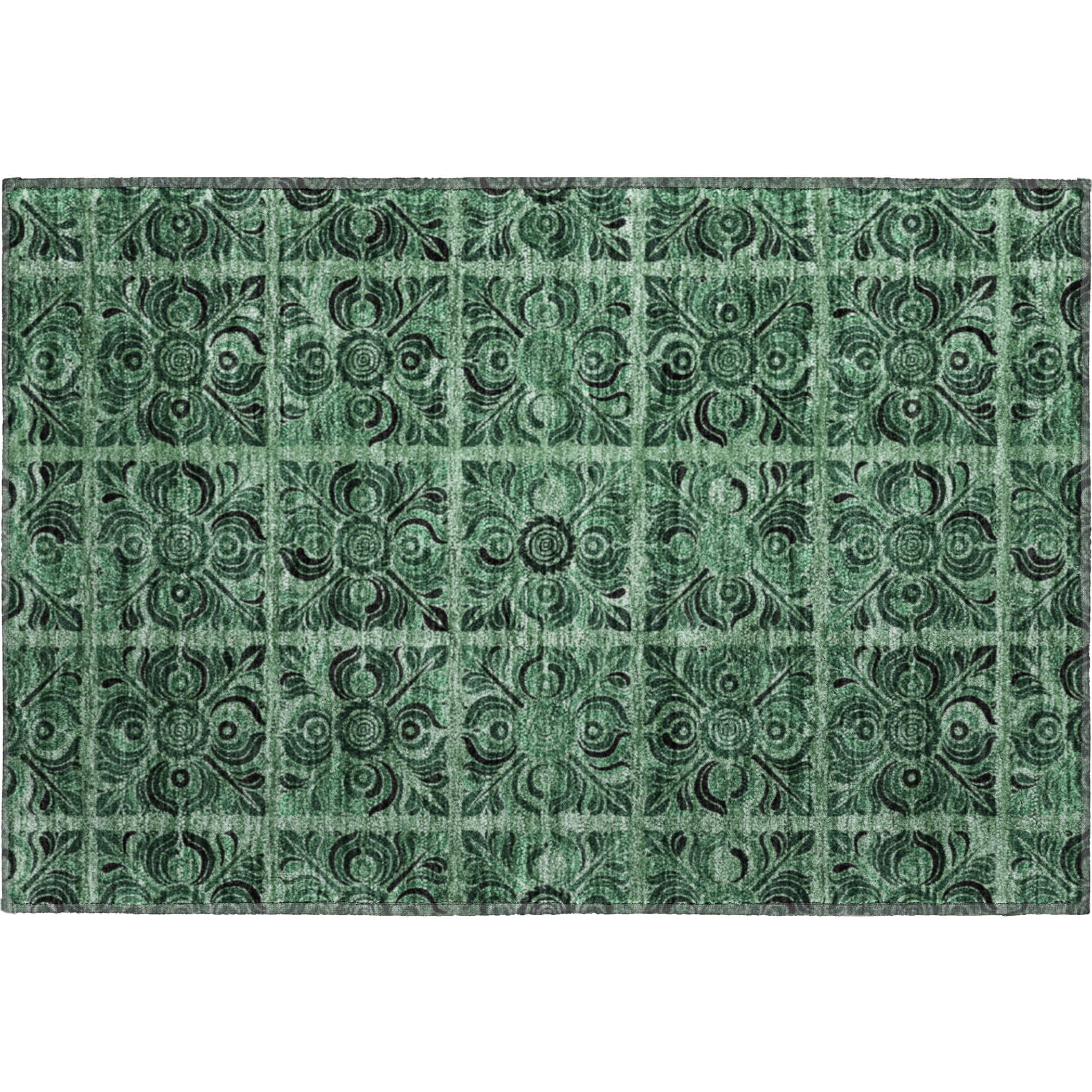 Sarajevo Machine Washable Transitional Green Rug 1'8" x 2'6" #shape_Rectangle