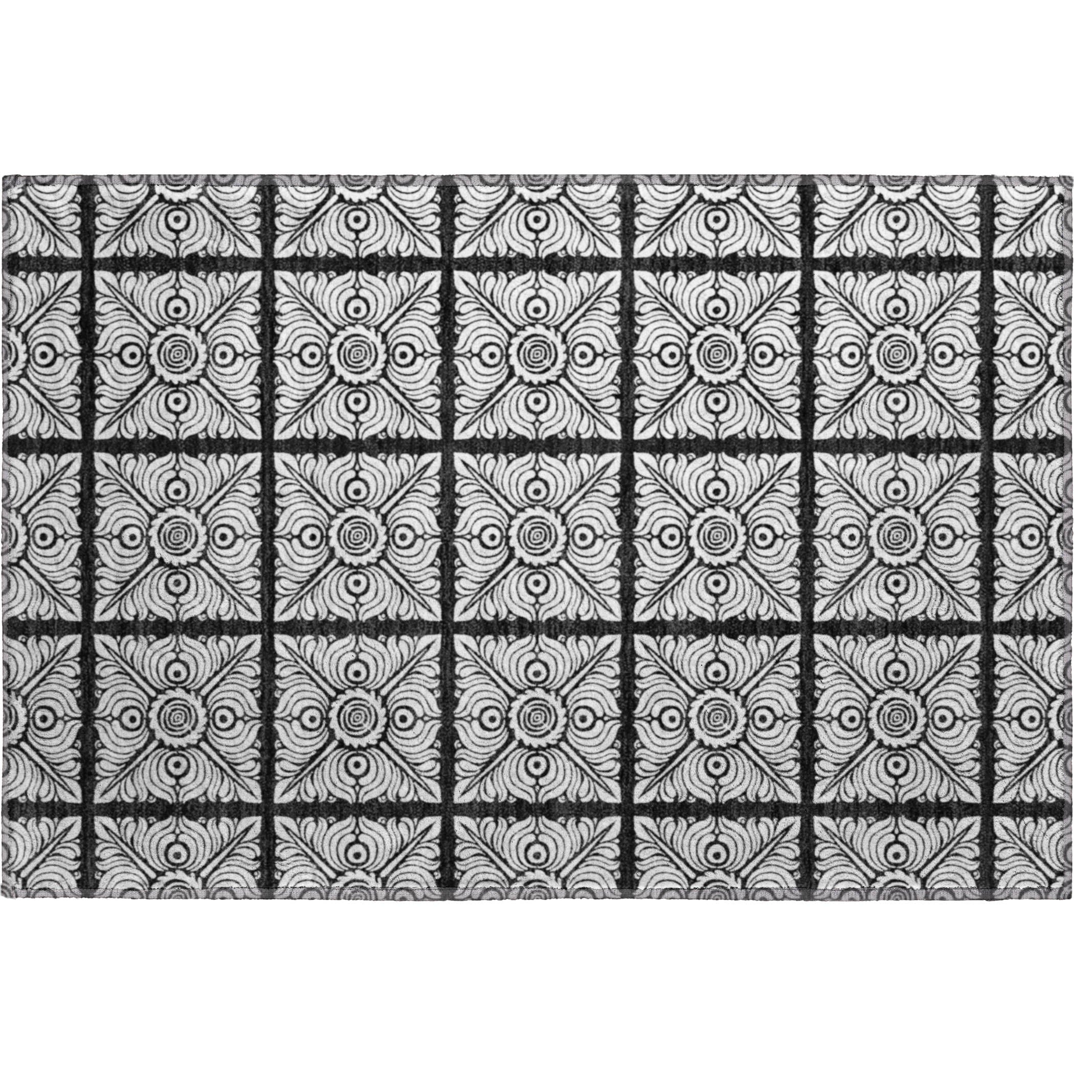 Athens Machine Washable Transitional Black Rug 1'8" x 2'6" #shape_Rectangle