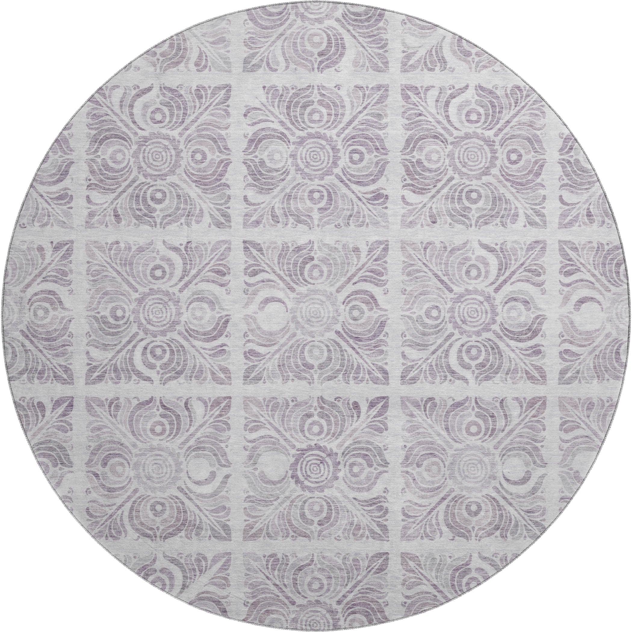 Athens Machine Washable Transitional Lavender Purple Rug 8' x 8' #shape_Round