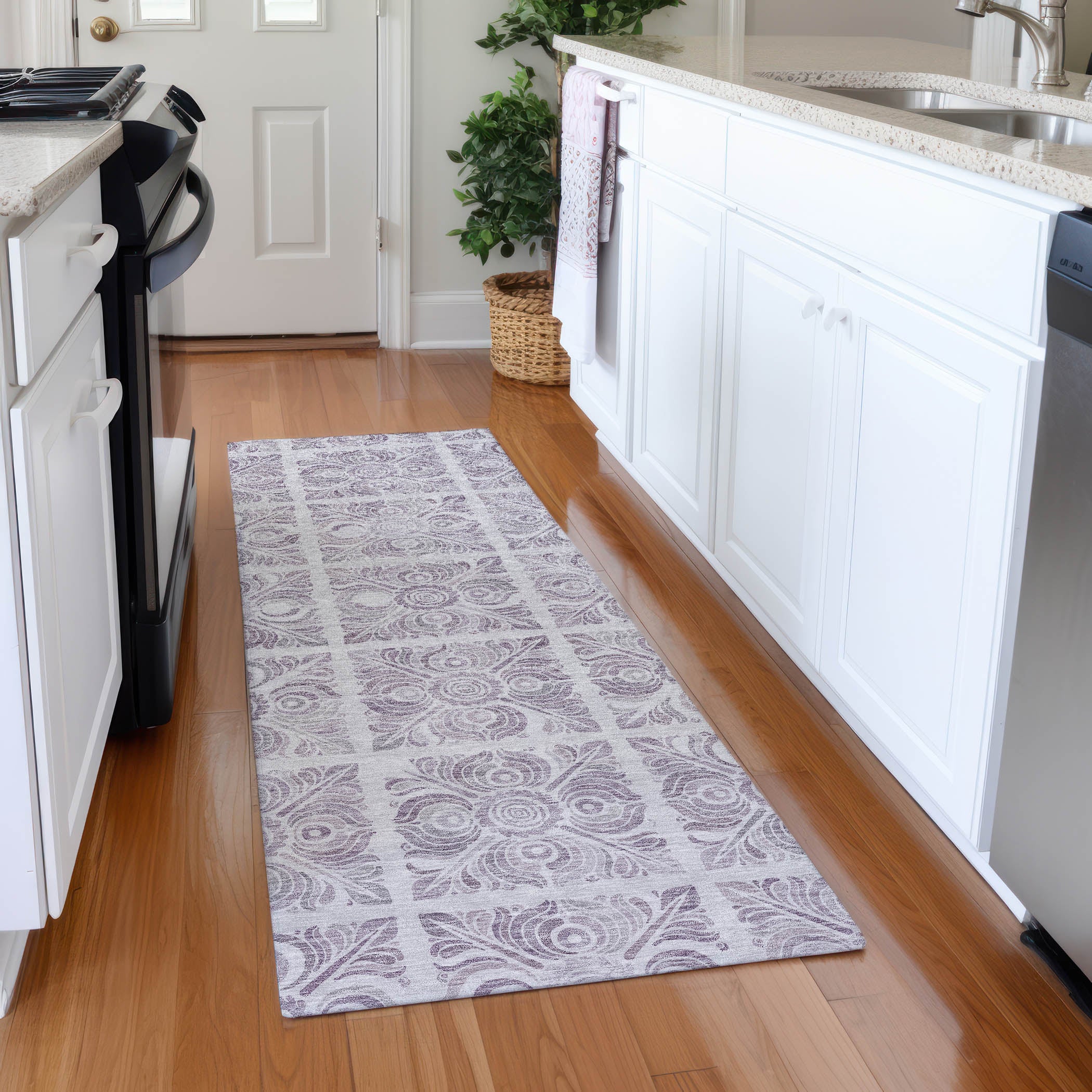 Athens Machine Washable Transitional Lavender Purple Rug 2'3" x 7'6" #shape_Runner