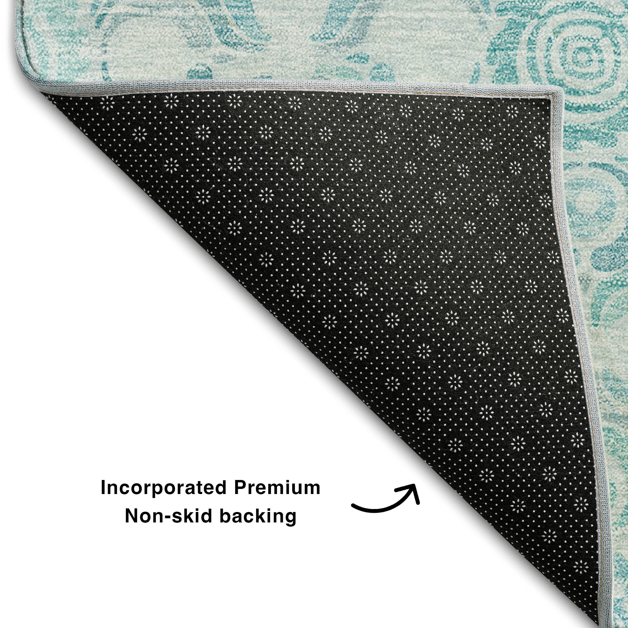 Athens Machine Washable Transitional Turquoise Teal Rug 1'8" x 2'6" #shape_Rectangle