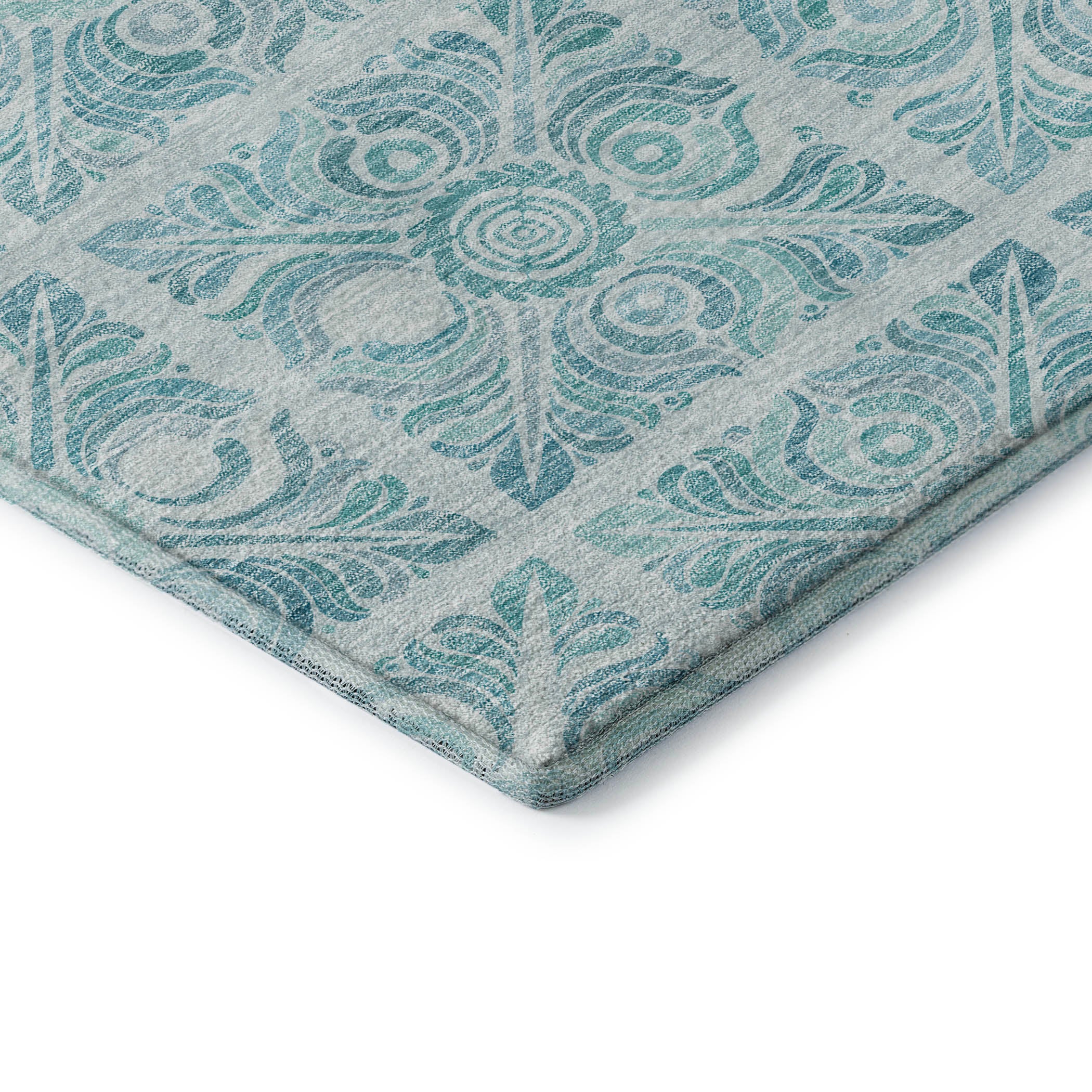 Athens Machine Washable Transitional Turquoise Teal Rug 1'8" x 2'6" #shape_Rectangle
