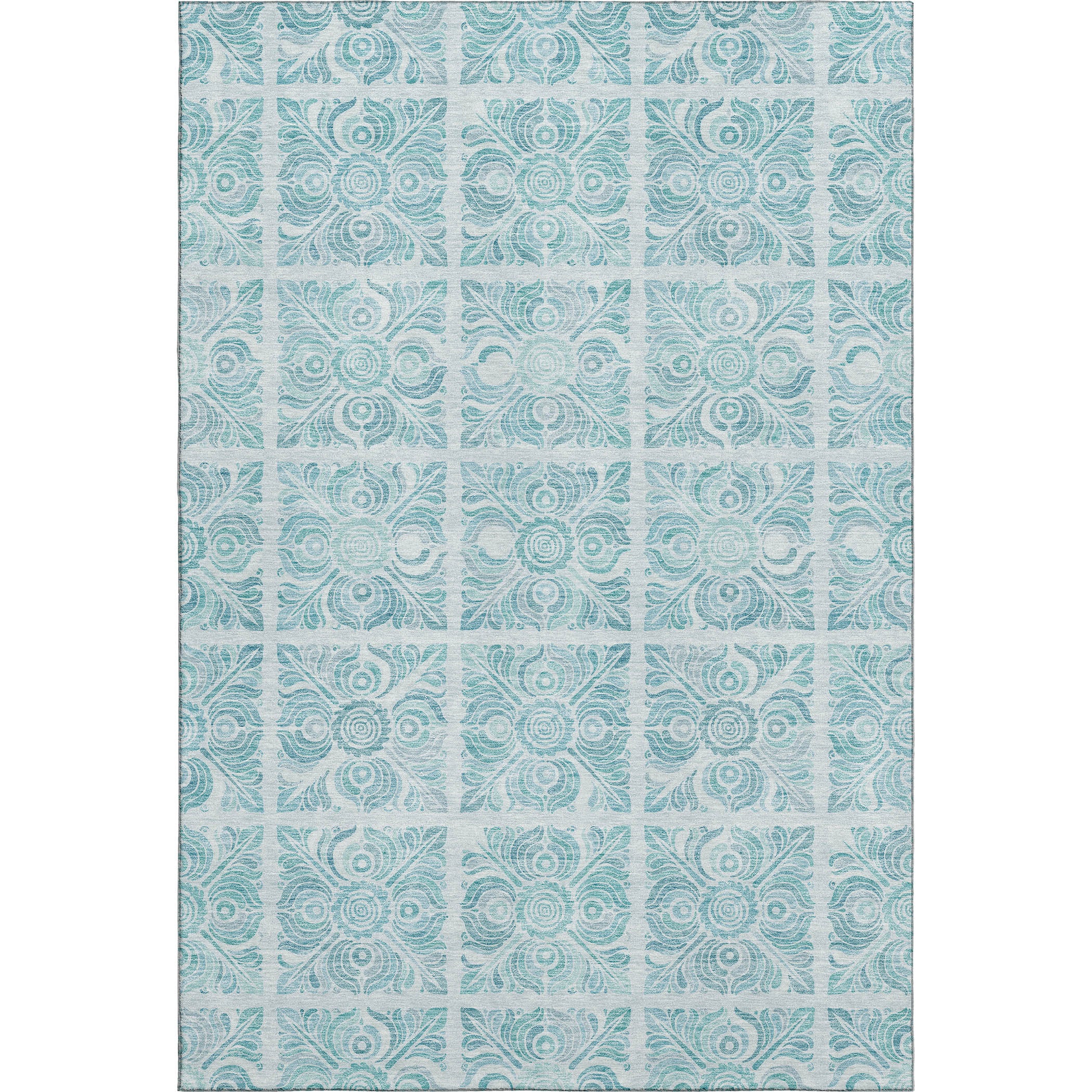 Athens Machine Washable Transitional Turquoise Teal Rug 2'6" x 3'10" #shape_Rectangle