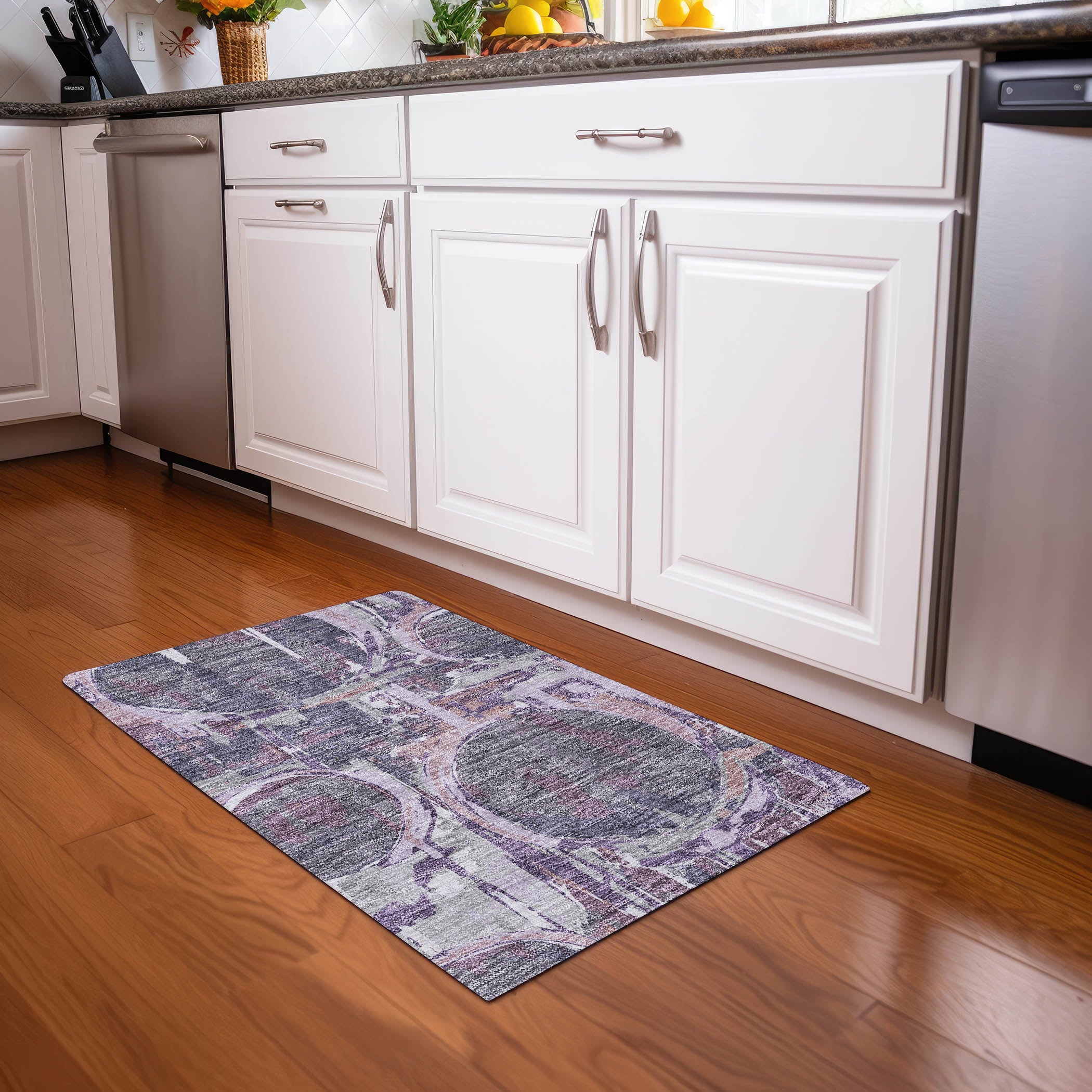 Lima Machine Washable Transitional Purple Rug 1'8" x 2'6" #shape_Rectangle