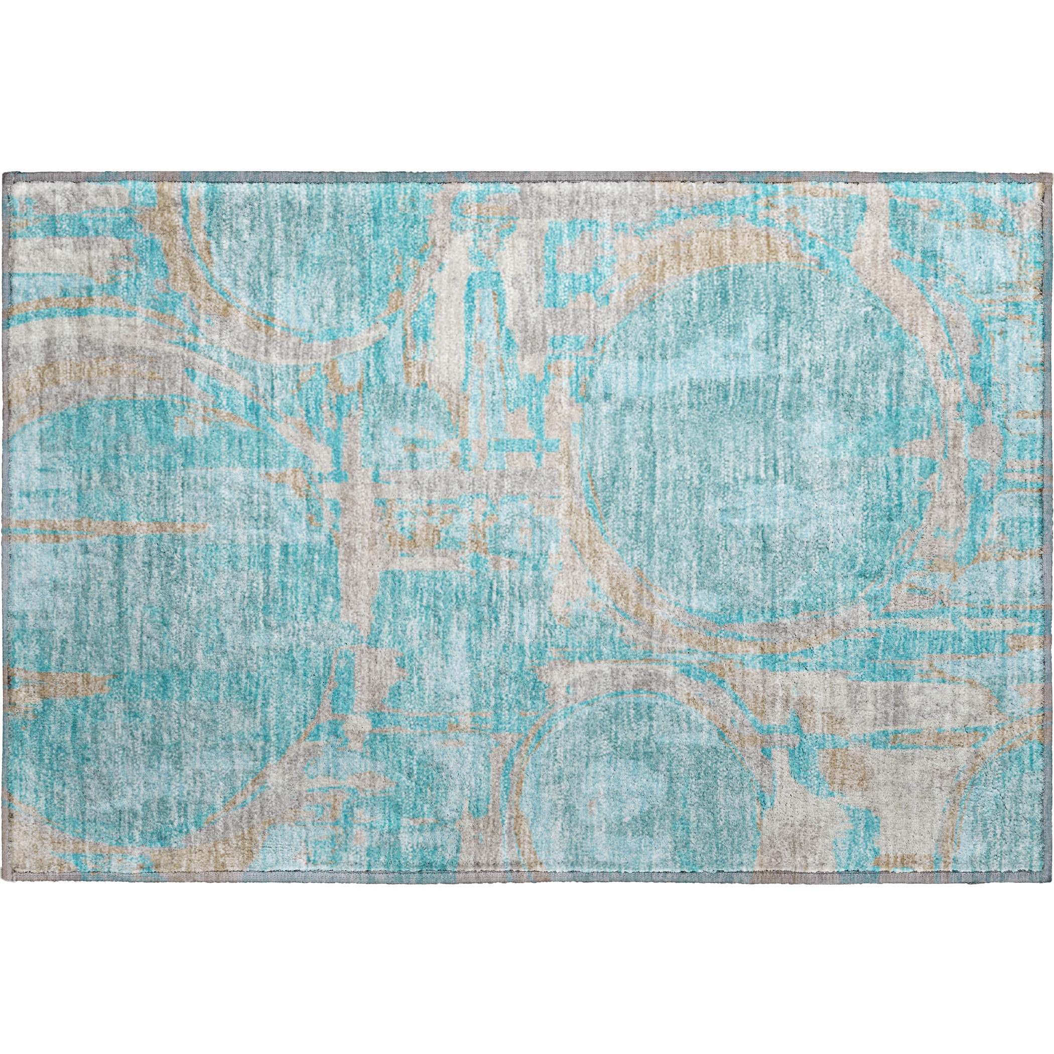 Lima Machine Washable Transitional Teal Rug 1'8" x 2'6" #shape_Rectangle