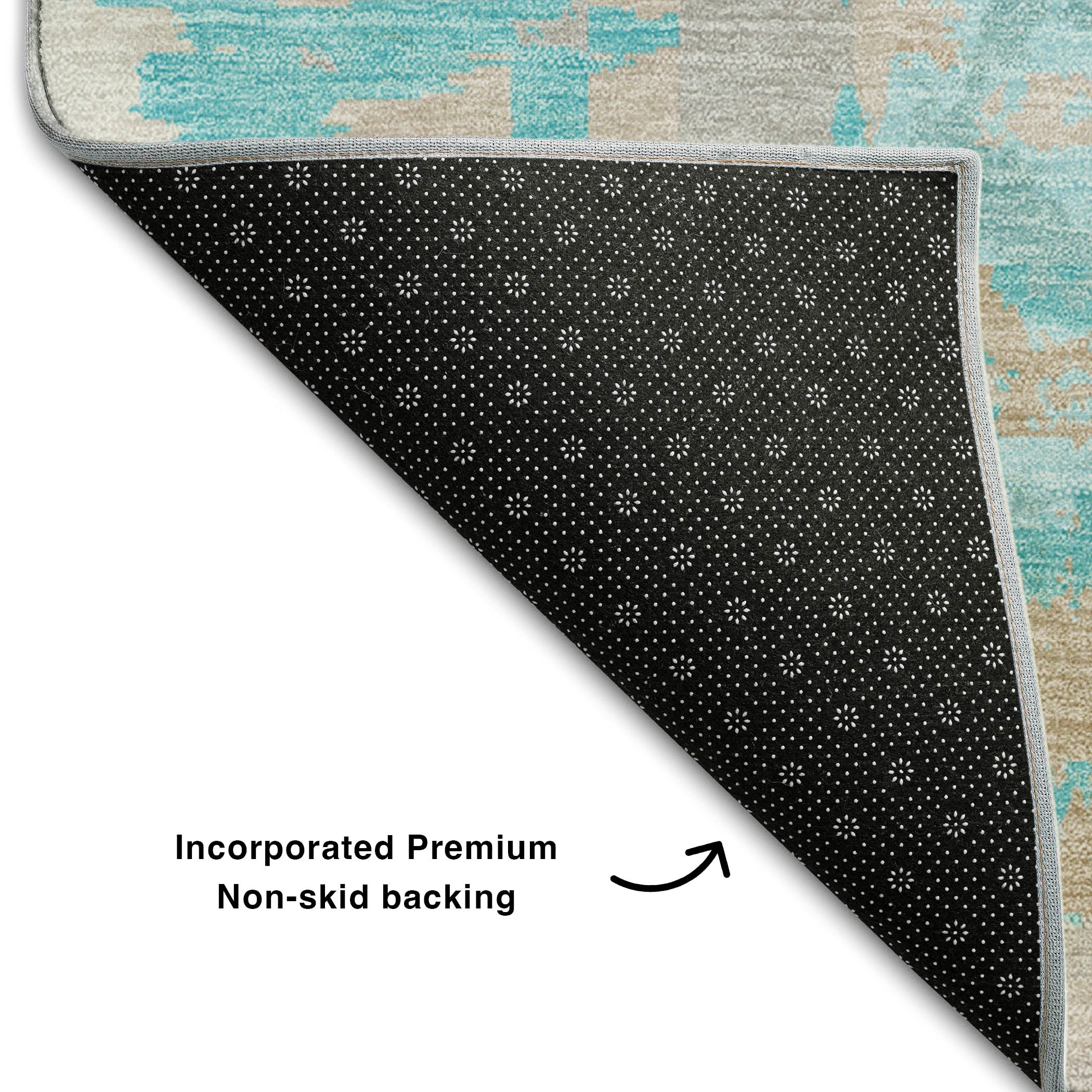 Lima Machine Washable Transitional Teal Rug 1'8" x 2'6" #shape_Rectangle