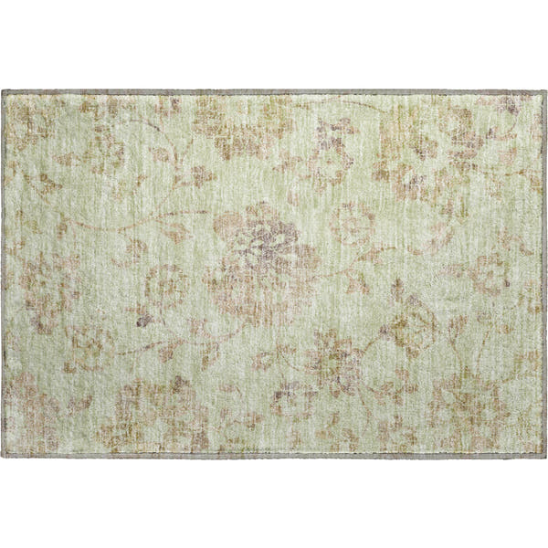 Cusco Machine Washable Transitional Aloe Green Rug 1'8" x 2'6"