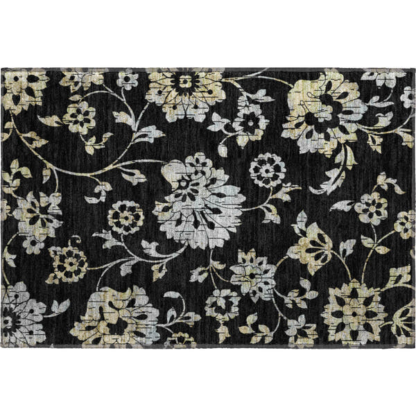 Cusco Machine Washable Transitional Black Rug 1'8" x 2'6"