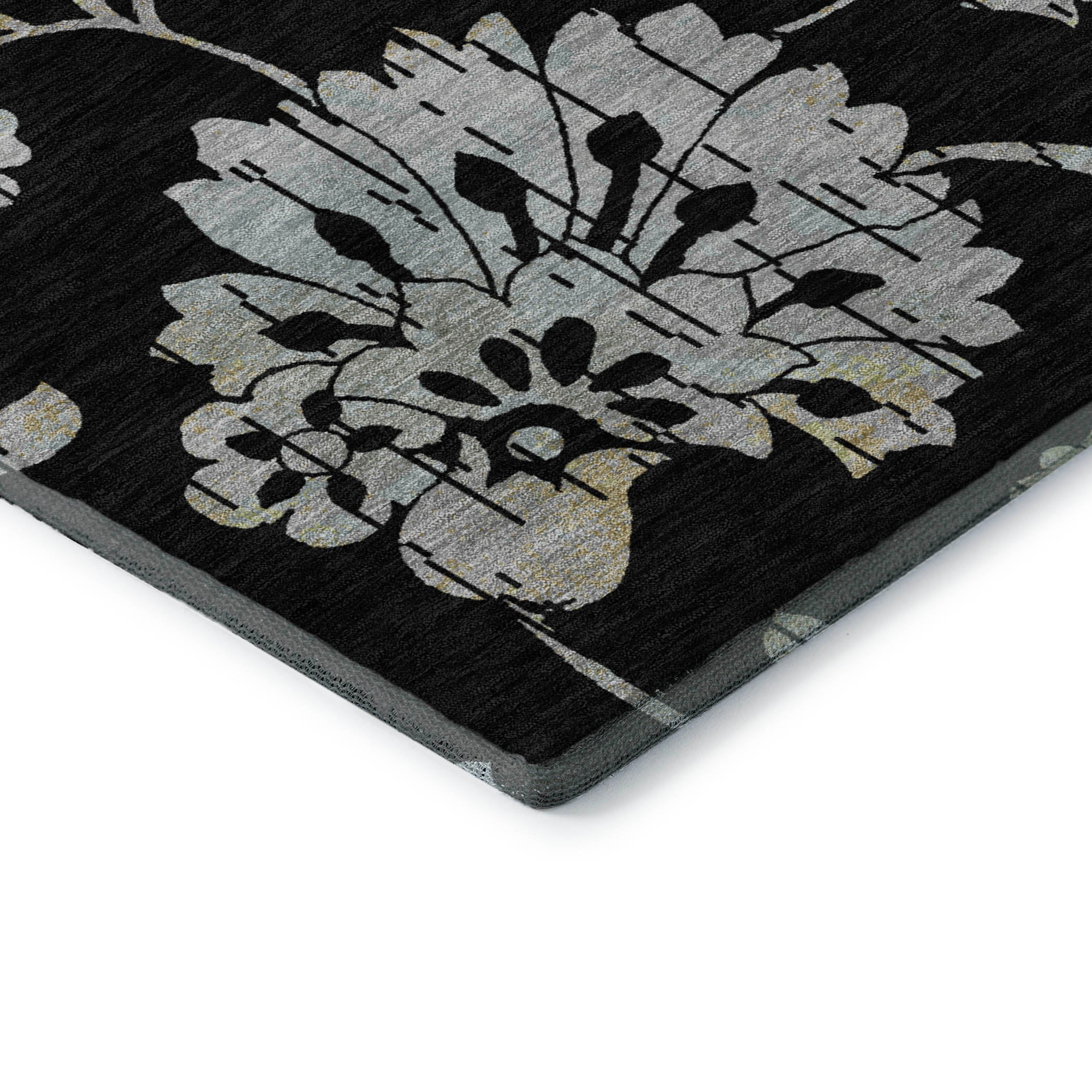 Cusco Machine Washable Transitional Black Rug 1'8" x 2'6" #shape_Rectangle