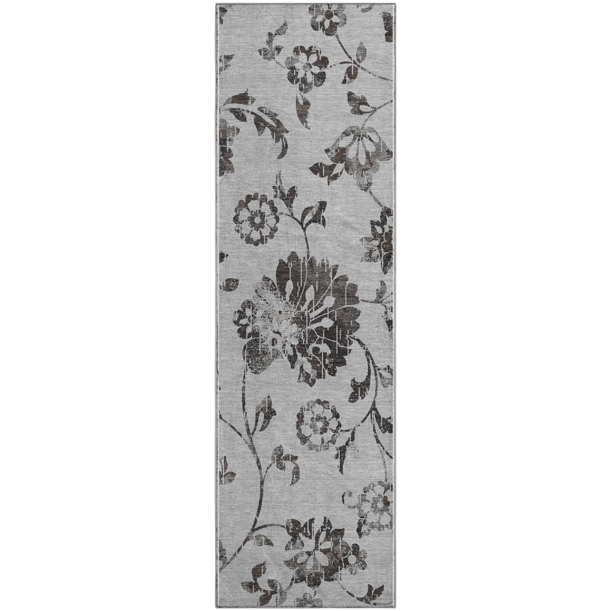 Cusco Machine Washable Transitional Gray Rug 2'3" x 7'6" #shape_Runner