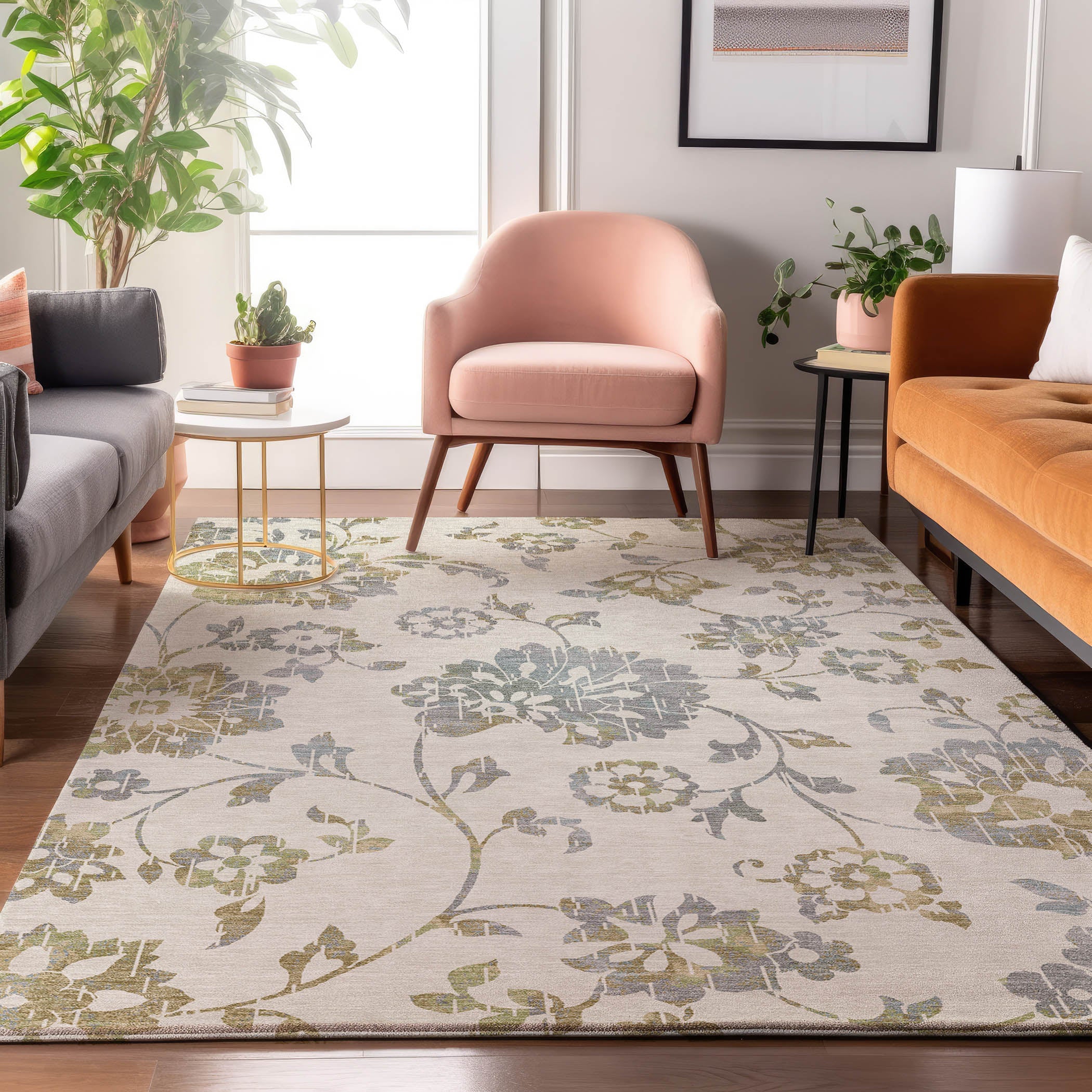 Cusco Machine Washable Transitional Ivory Rug 2'6" x 3'10" #shape_Rectangle