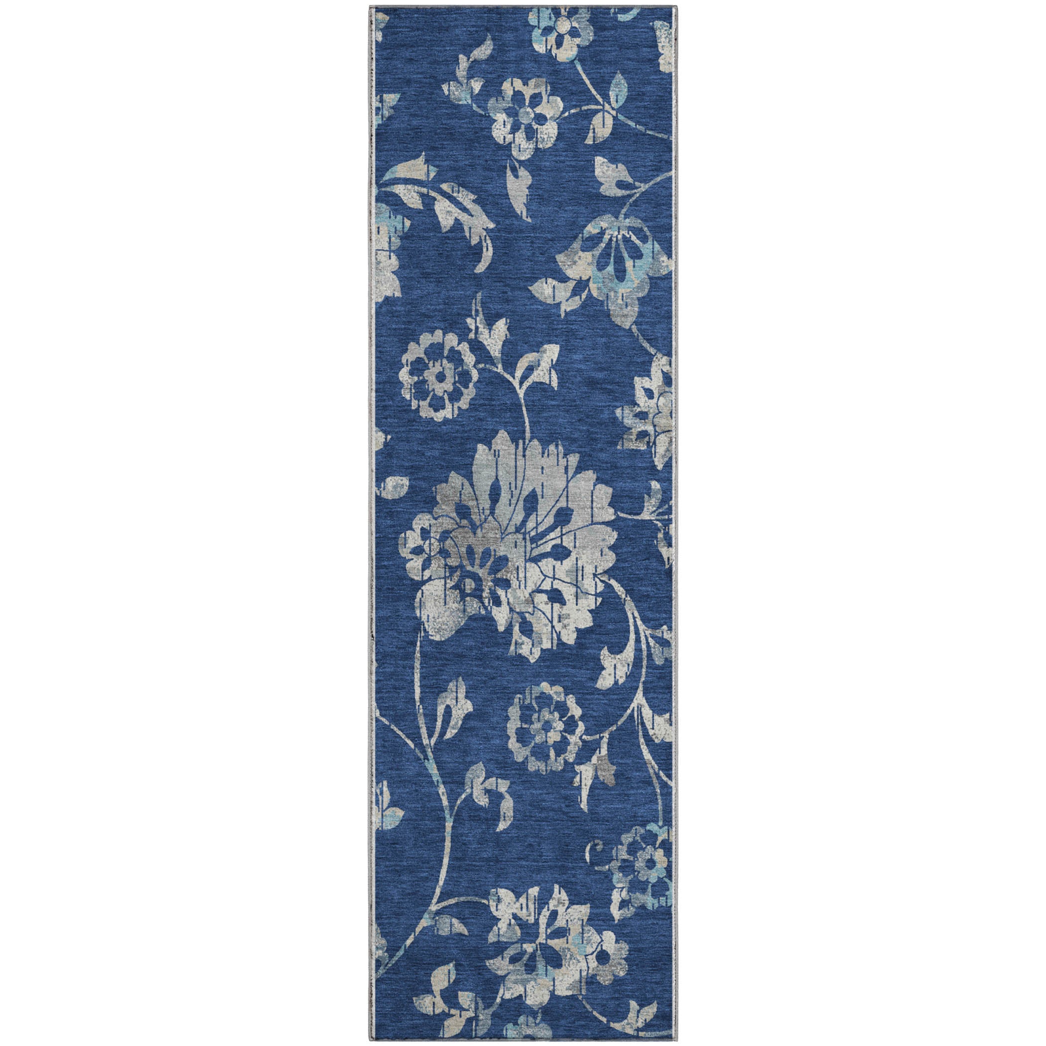 Cusco Machine Washable Transitional Navy Blue Rug 2'3" x 7'6" #shape_Runner