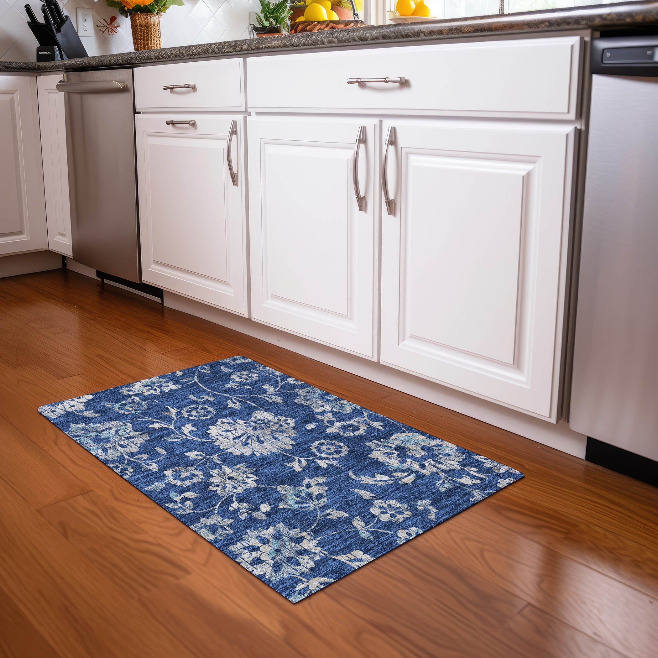 Cusco Machine Washable Transitional Navy Blue Rug 1'8" x 2'6" #shape_Rectangle