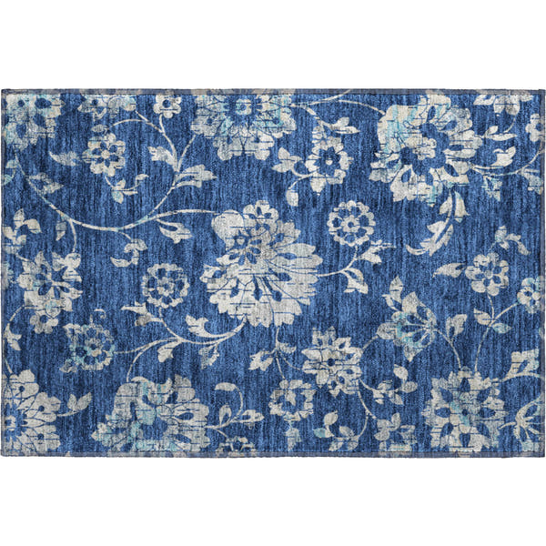 Cusco Machine Washable Transitional Navy Blue Rug 1'8" x 2'6"