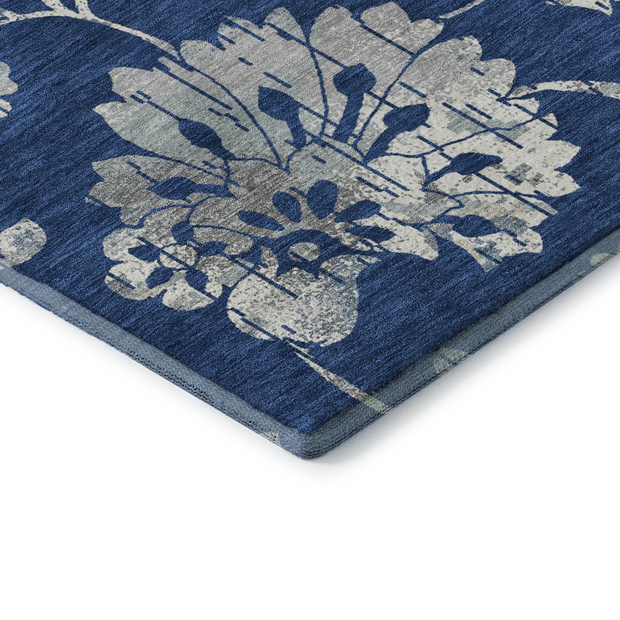 Cusco Machine Washable Transitional Navy Blue Rug 1'8" x 2'6" #shape_Rectangle