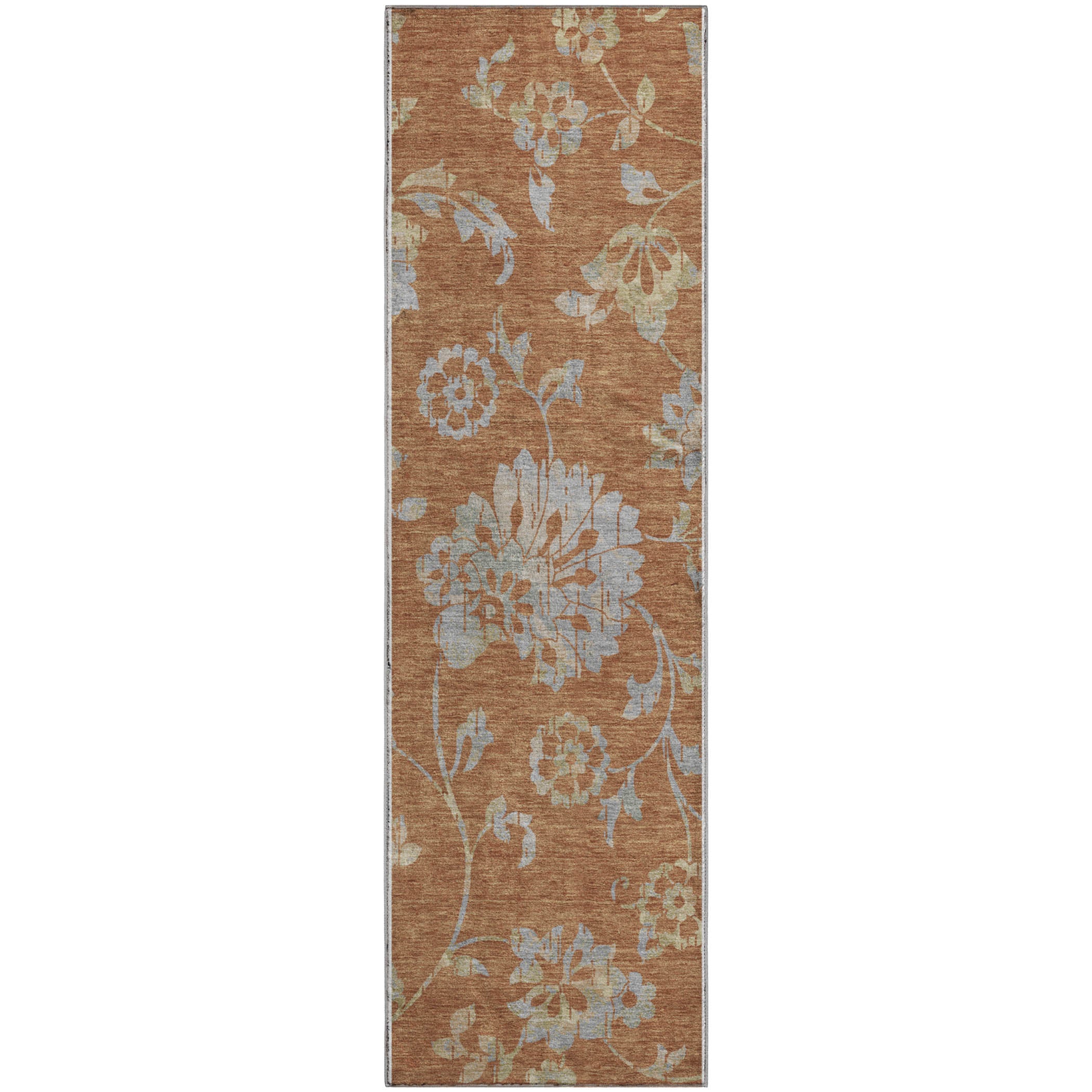 Cusco Machine Washable Transitional Paprika Orange Rug 2'3" x 7'6" #shape_Runner