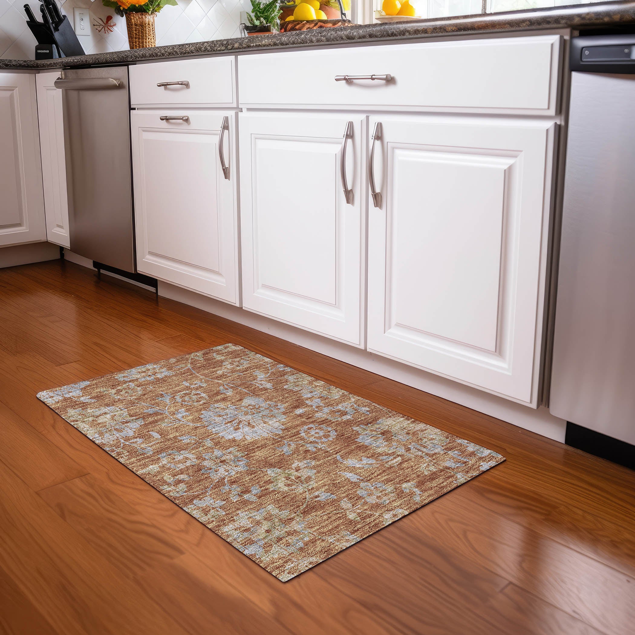 Cusco Machine Washable Transitional Paprika Orange Rug 1'8" x 2'6" #shape_Rectangle