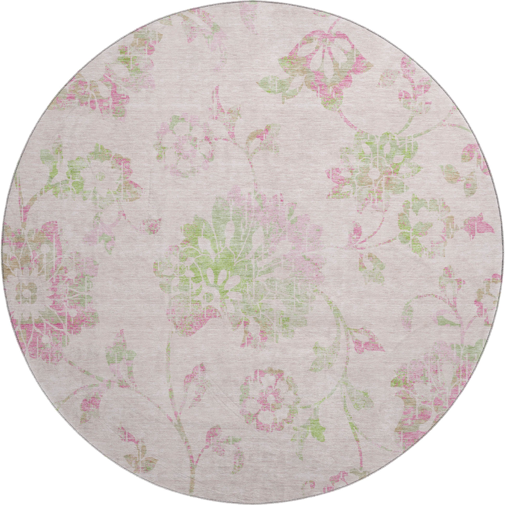 Cusco Machine Washable Transitional Pink Rug 8' x 8' #shape_Round