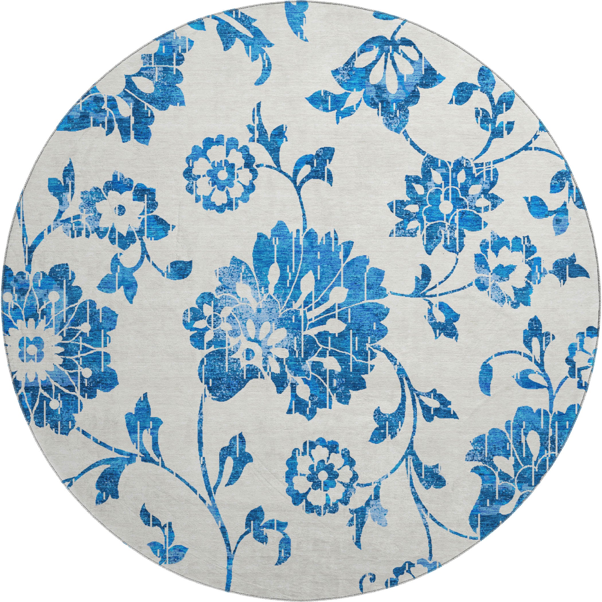 Cusco Machine Washable Transitional White Ivory Rug 8' x 8' #shape_Round