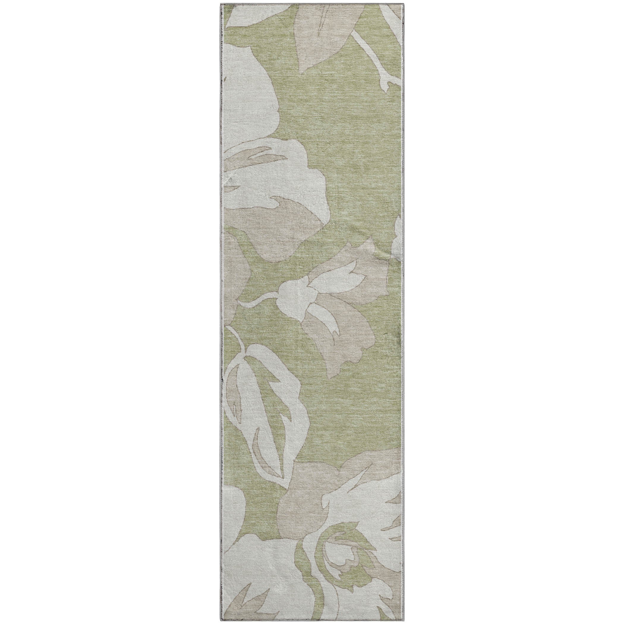 Oaxaca Machine Washable Transitional Aloe Green Rug 2'3" x 7'6" #shape_Runner