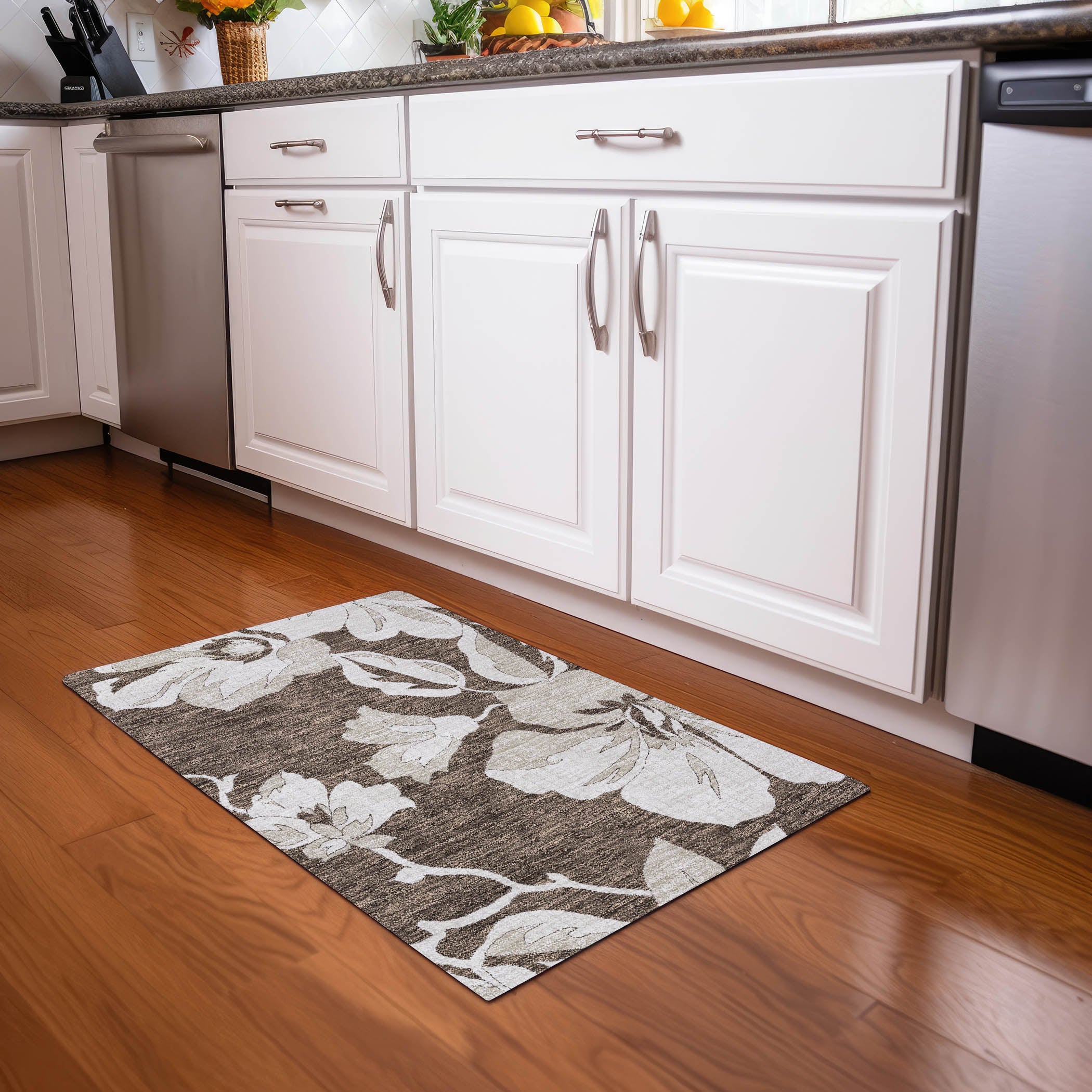 Oaxaca Machine Washable Transitional Brown Rug 1'8" x 2'6" #shape_Rectangle