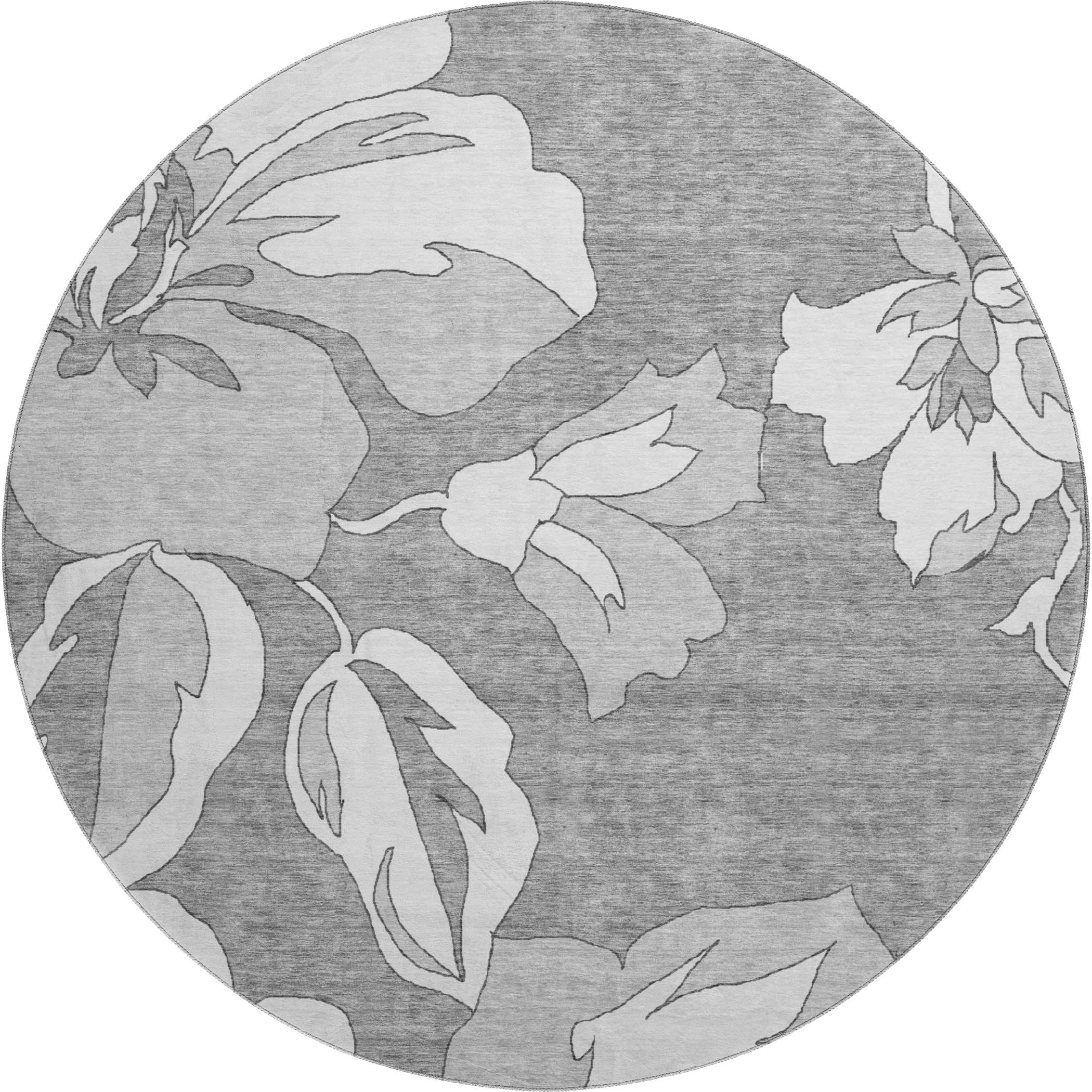 Oaxaca Machine Washable Transitional Gray Rug 8' x 8' #shape_Round