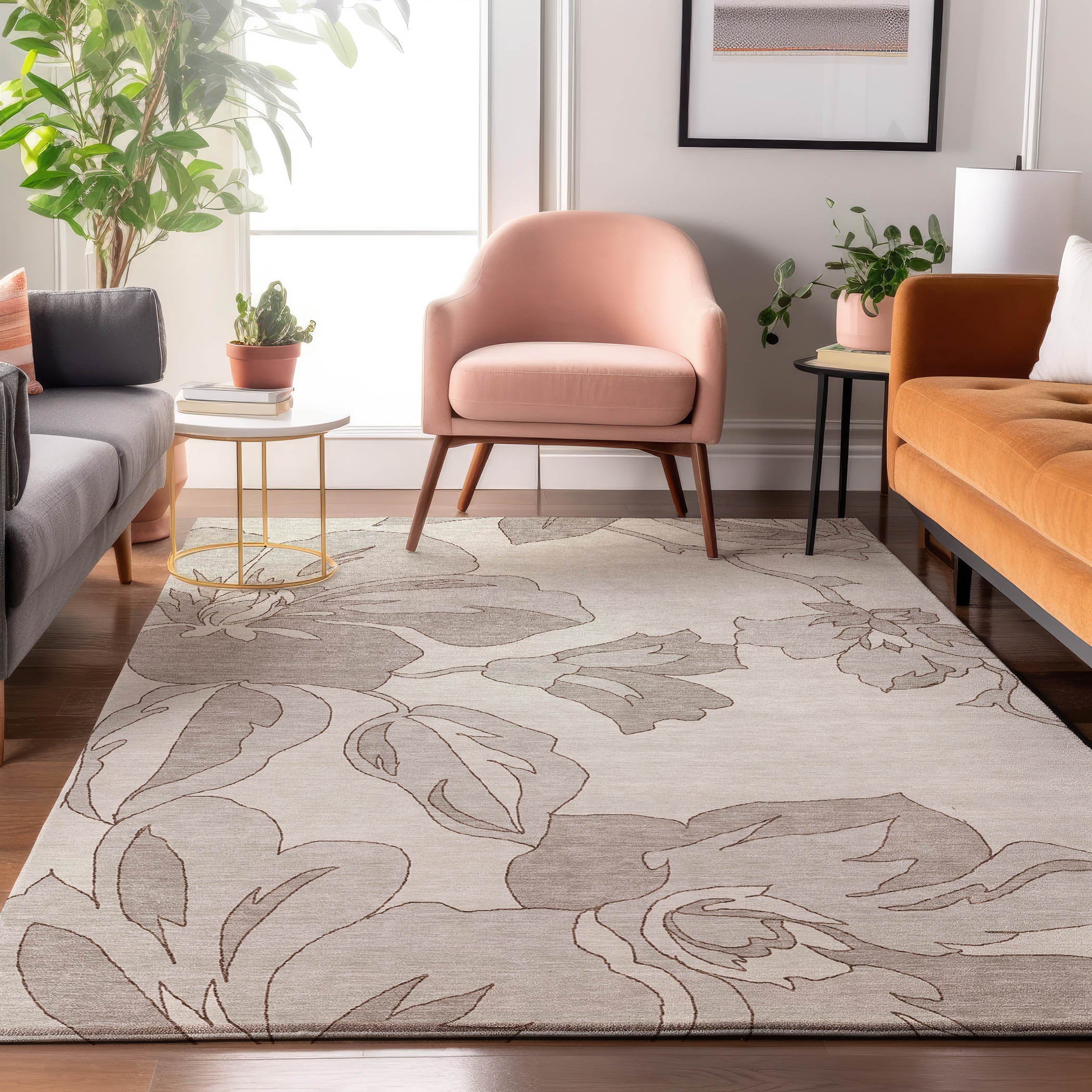 Oaxaca Machine Washable Transitional Ivory Rug 2'6" x 3'10" #shape_Rectangle