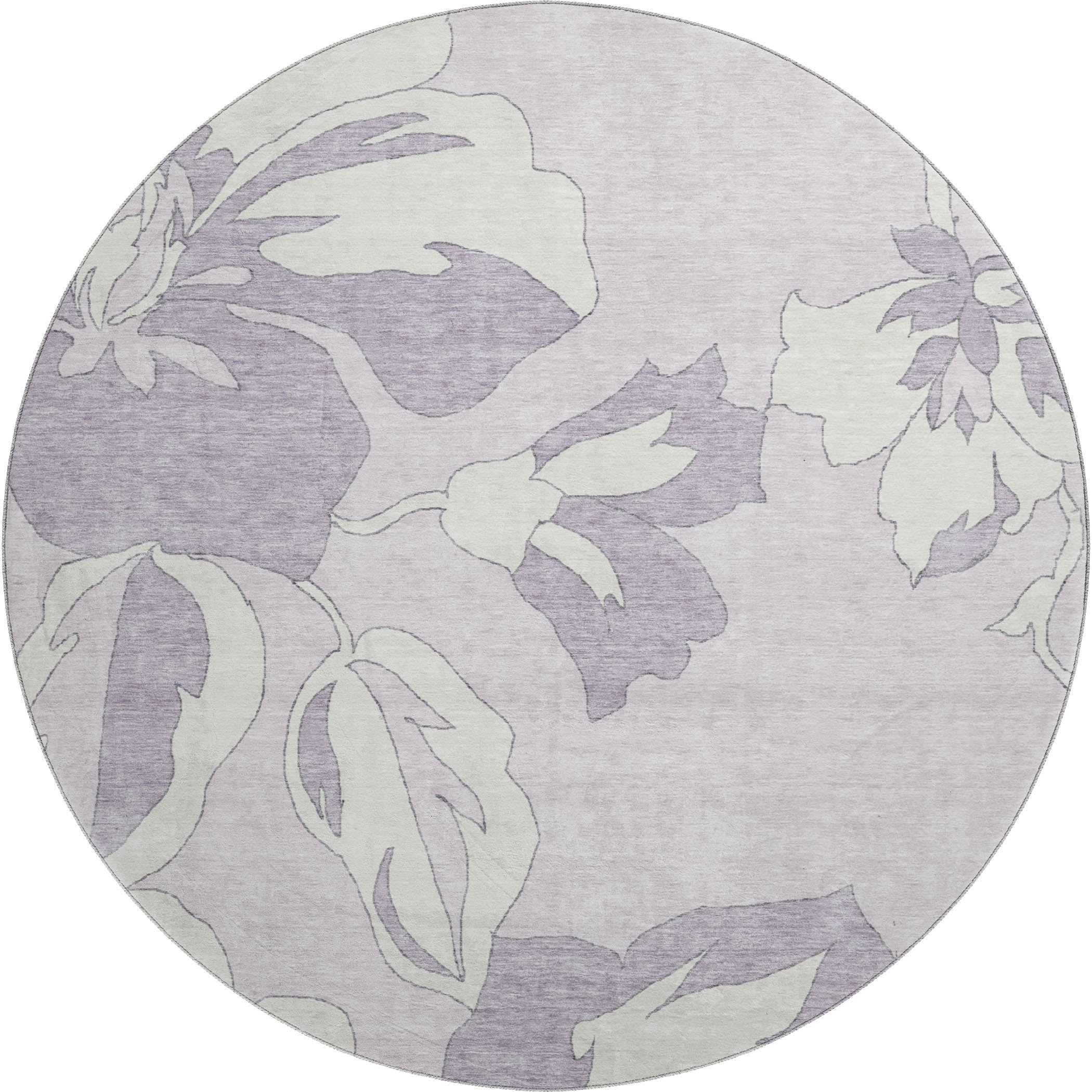 Oaxaca Machine Washable Transitional Lavender Purple Rug 8' x 8' #shape_Round