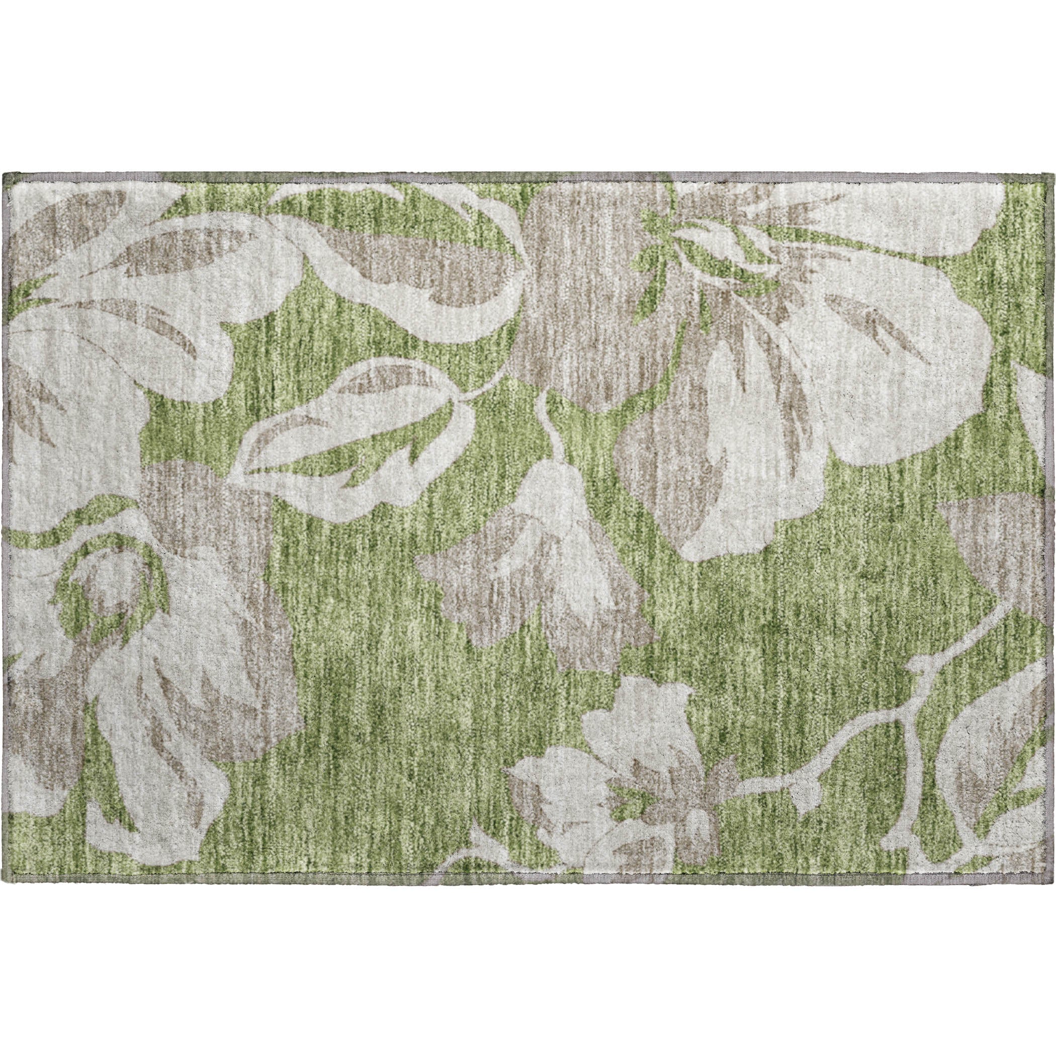 Oaxaca Machine Washable Transitional Olive Green Rug 1'8" x 2'6" #shape_Rectangle