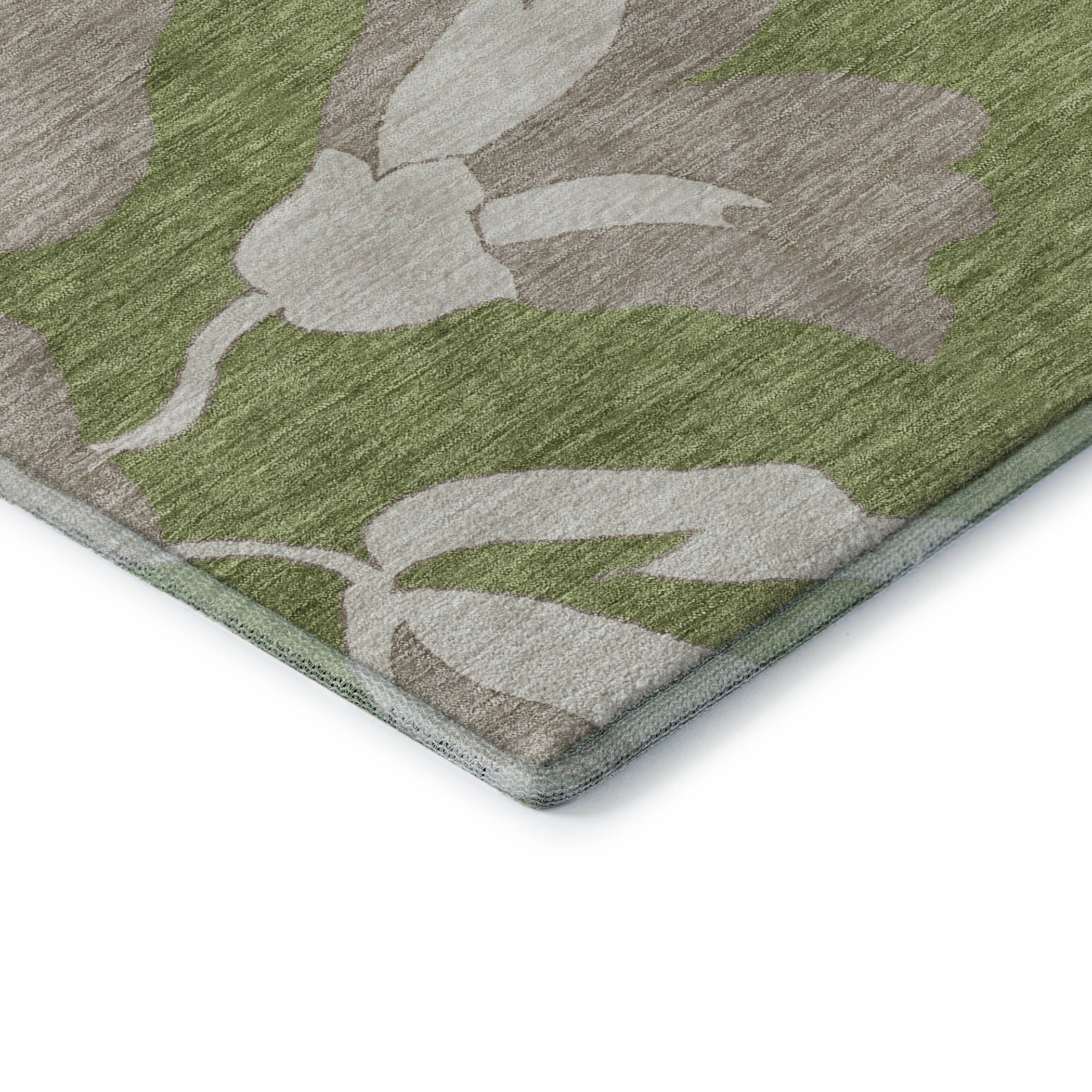 Oaxaca Machine Washable Transitional Olive Green Rug 1'8" x 2'6" #shape_Rectangle