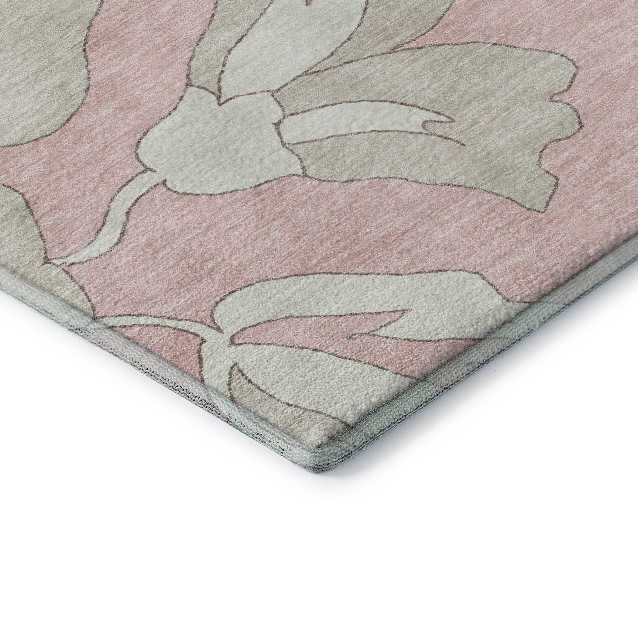 Oaxaca Machine Washable Transitional Pink Rug 1'8" x 2'6" #shape_Rectangle