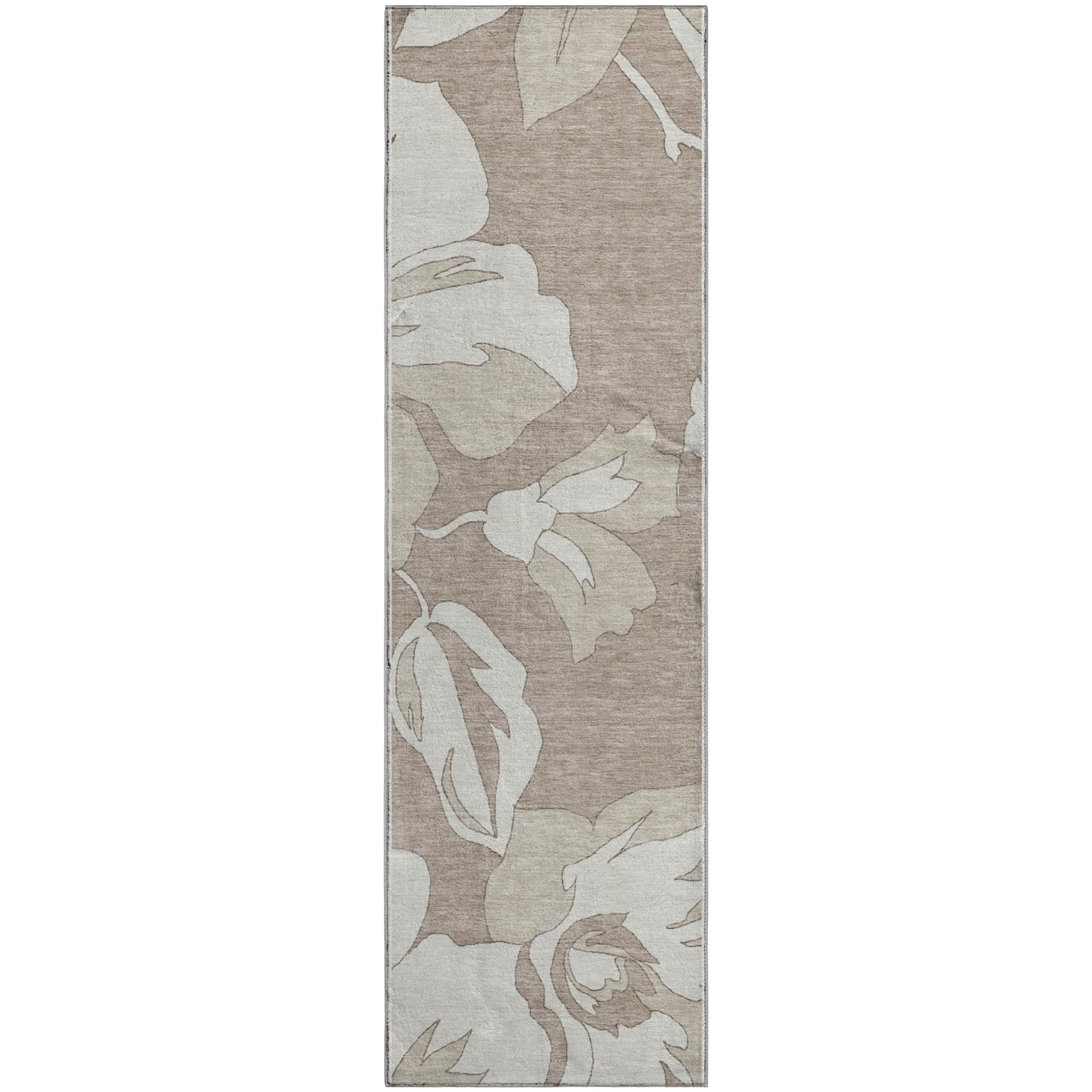 Oaxaca Machine Washable Transitional Taupe Brown Rug 2'3" x 7'6" #shape_Runner