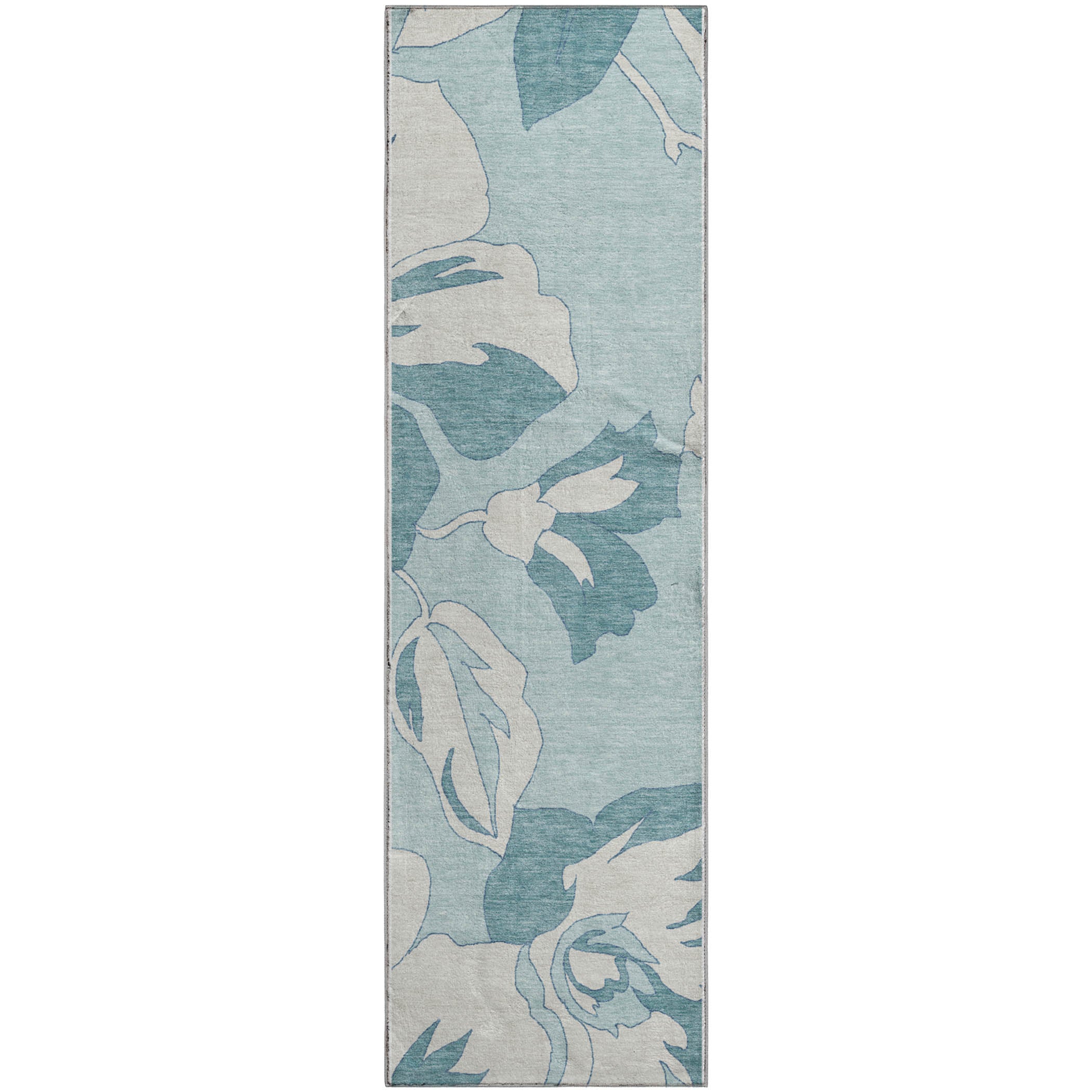 Oaxaca Machine Washable Transitional Teal Rug 2'3" x 7'6" #shape_Runner