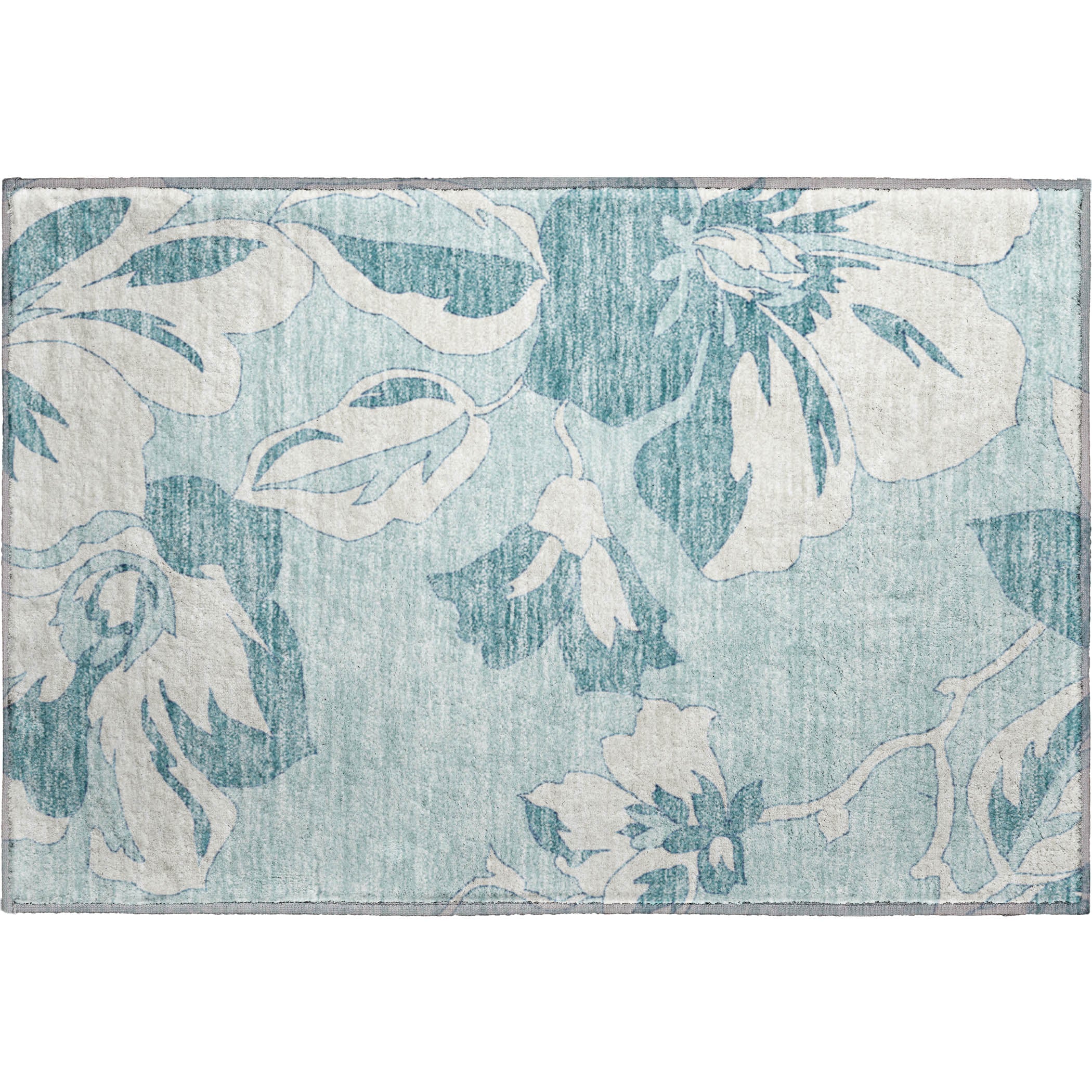 Oaxaca Machine Washable Transitional Teal Rug 1'8" x 2'6" #shape_Rectangle