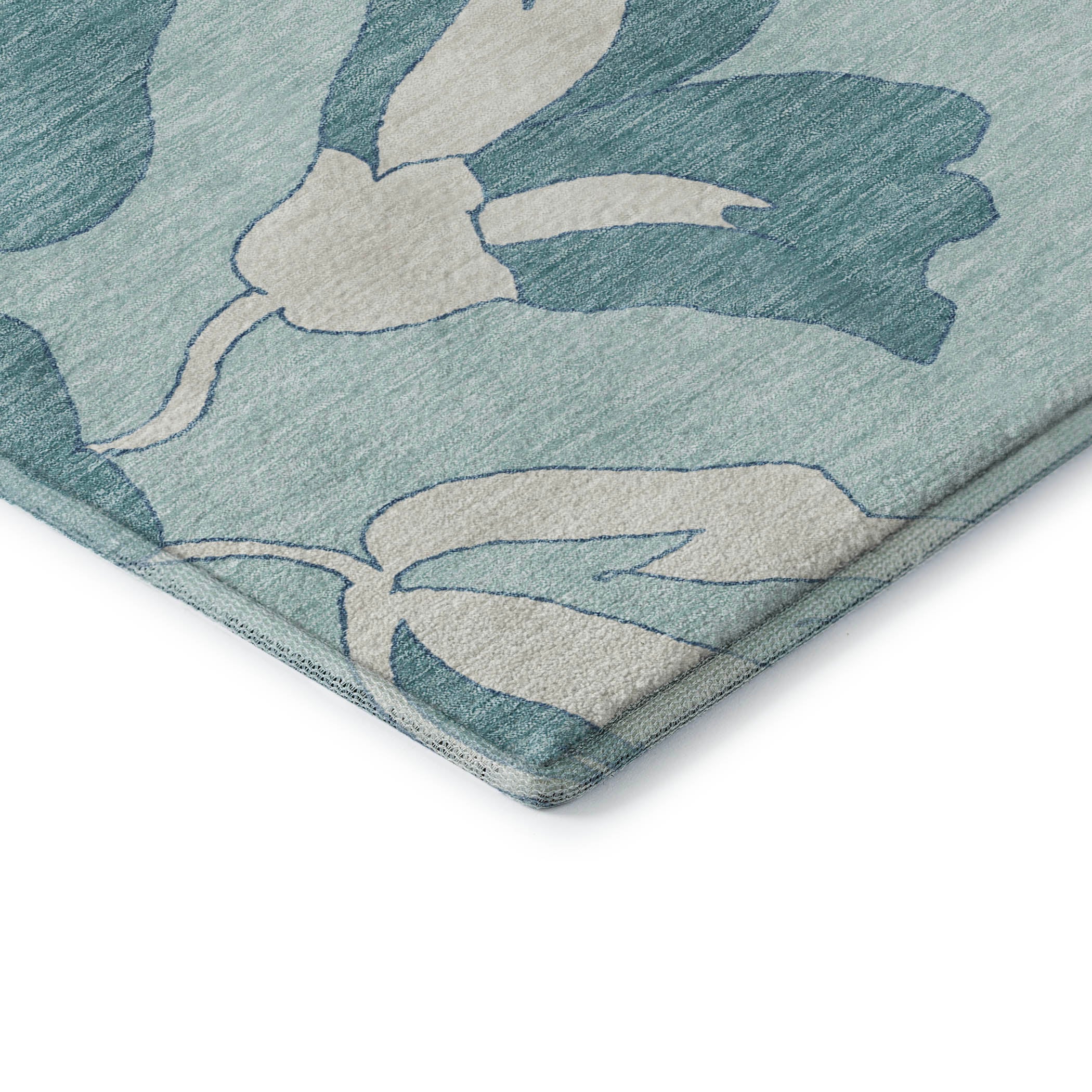 Oaxaca Machine Washable Transitional Teal Rug 1'8" x 2'6" #shape_Rectangle