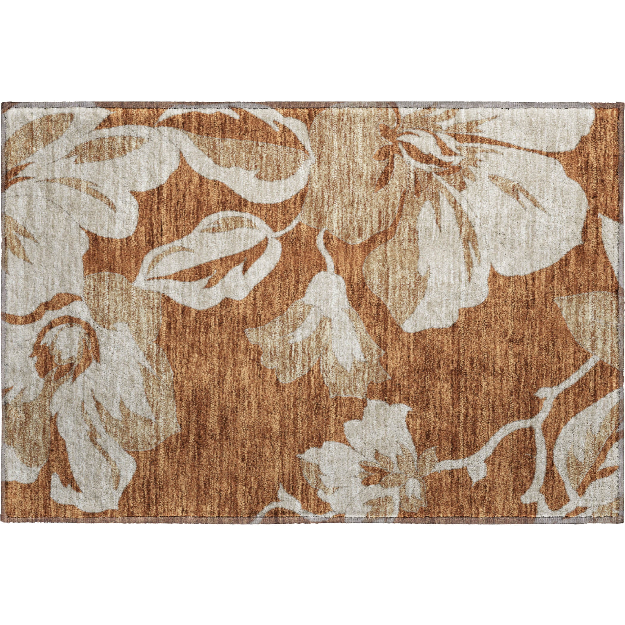 Oaxaca Machine Washable Transitional Terracotta Orange Rug 1'8" x 2'6" #shape_Rectangle