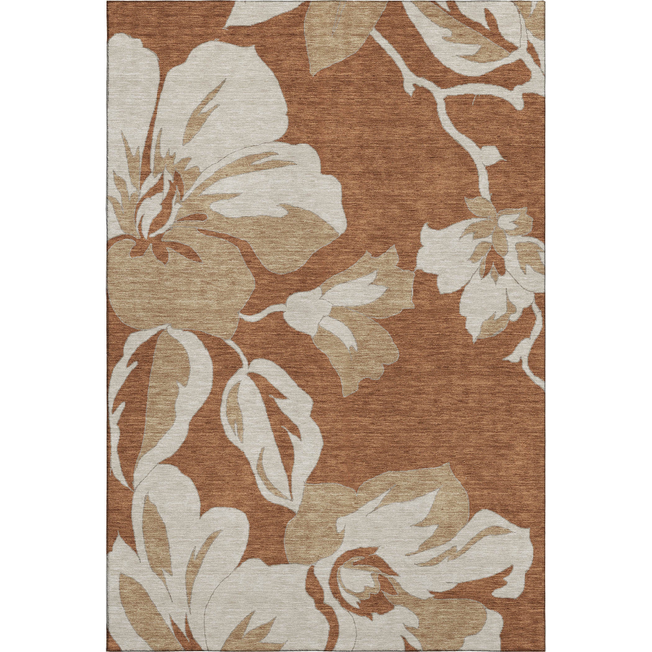 Oaxaca Machine Washable Transitional Terracotta Orange Rug 2'6" x 3'10" #shape_Rectangle