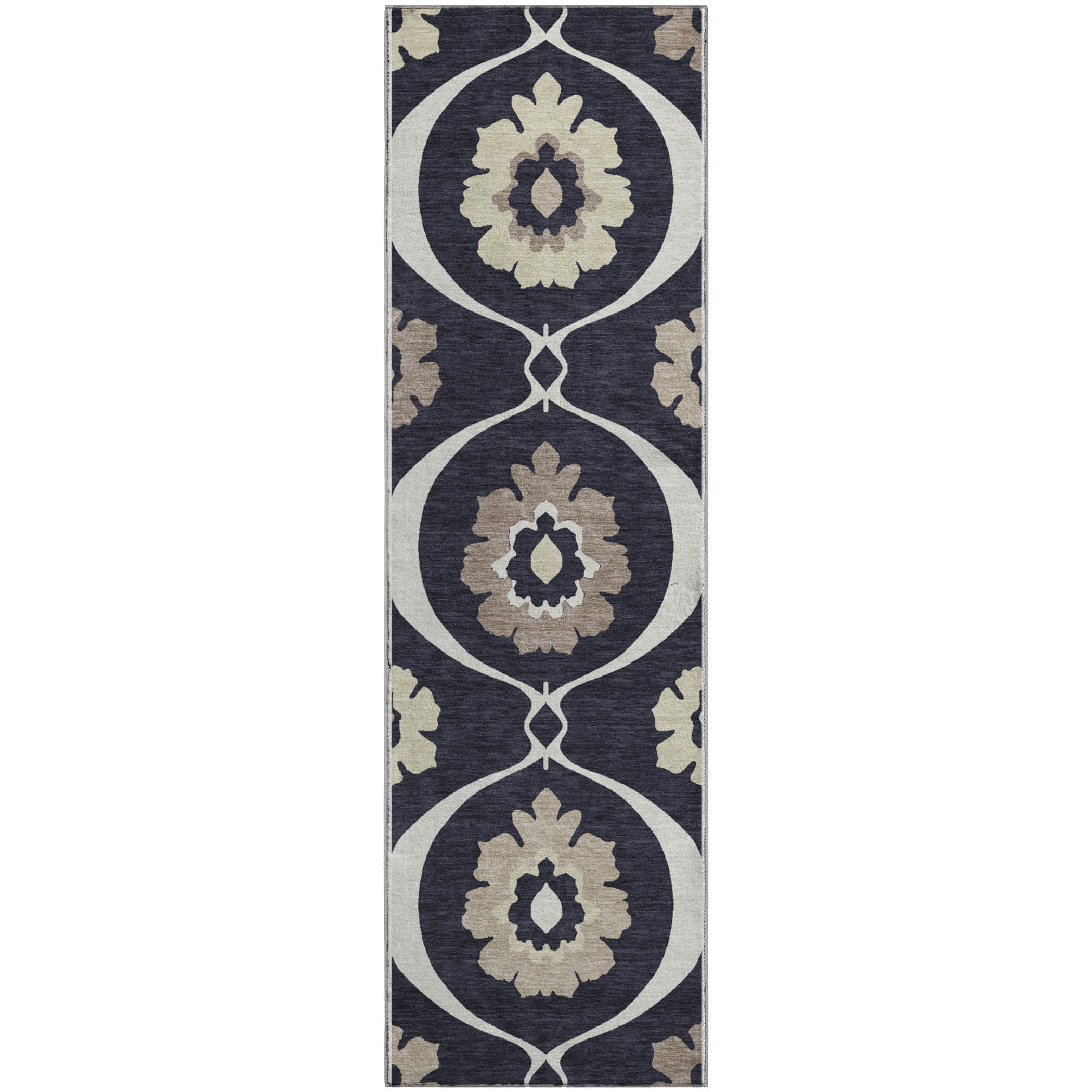 Budapest Machine Washable Transitional Black Rug 2'3" x 7'6" #shape_Runner