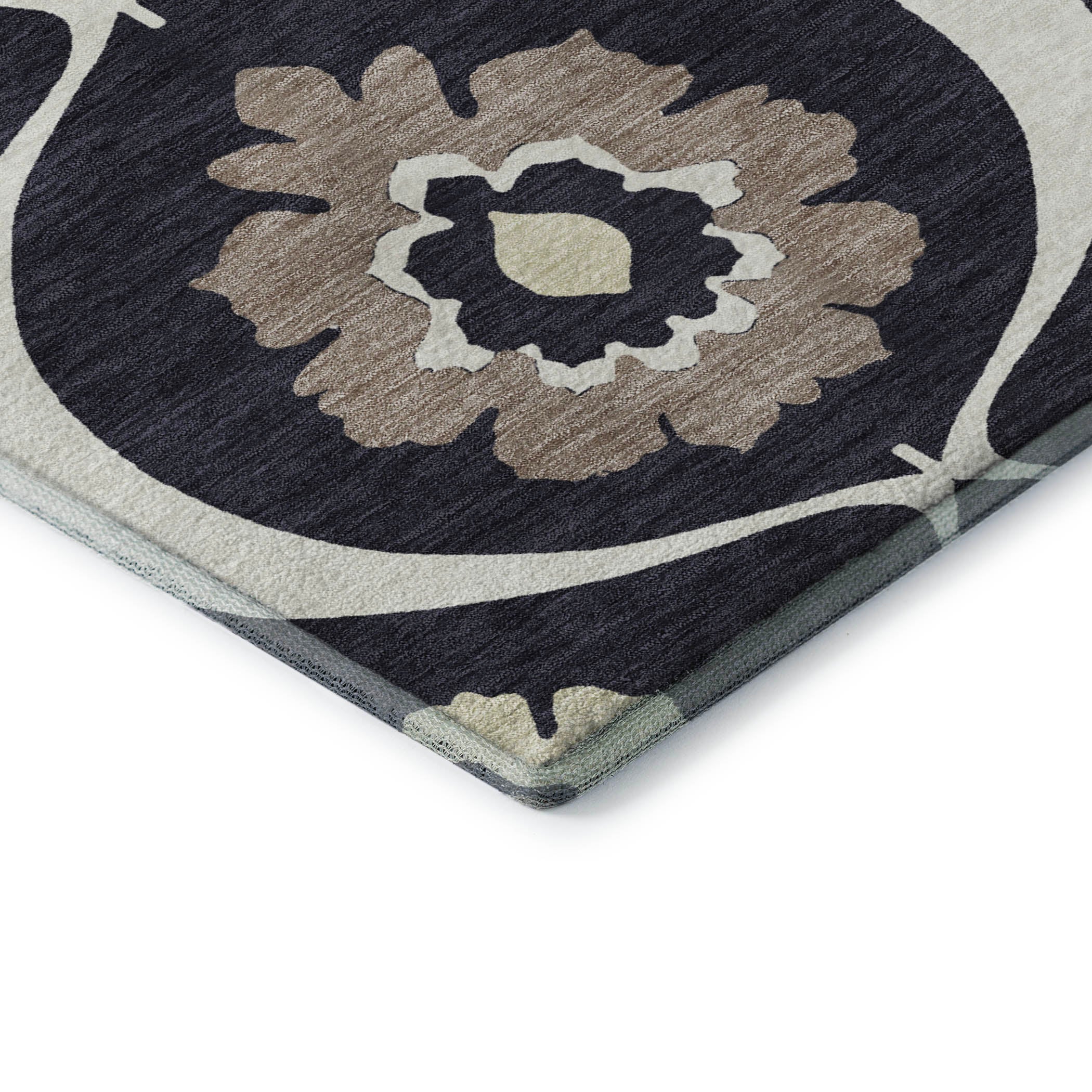 Budapest Machine Washable Transitional Black Rug 1'8" x 2'6" #shape_Rectangle