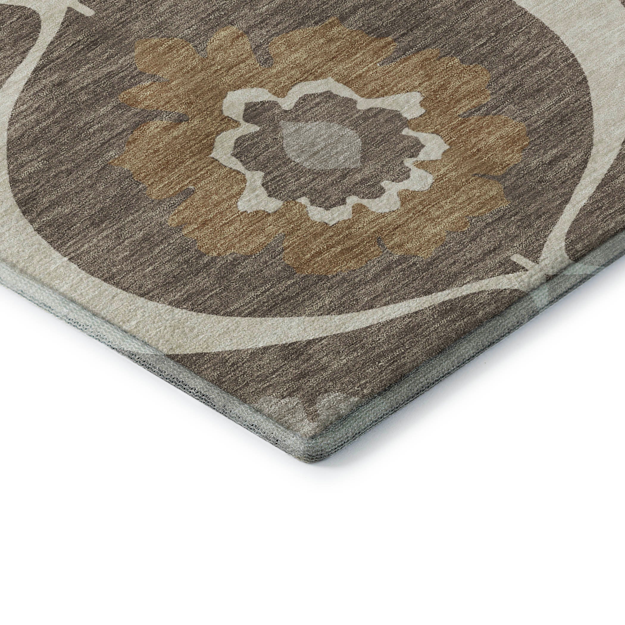 Budapest Machine Washable Transitional Brown Rug 1'8" x 2'6" #shape_Rectangle