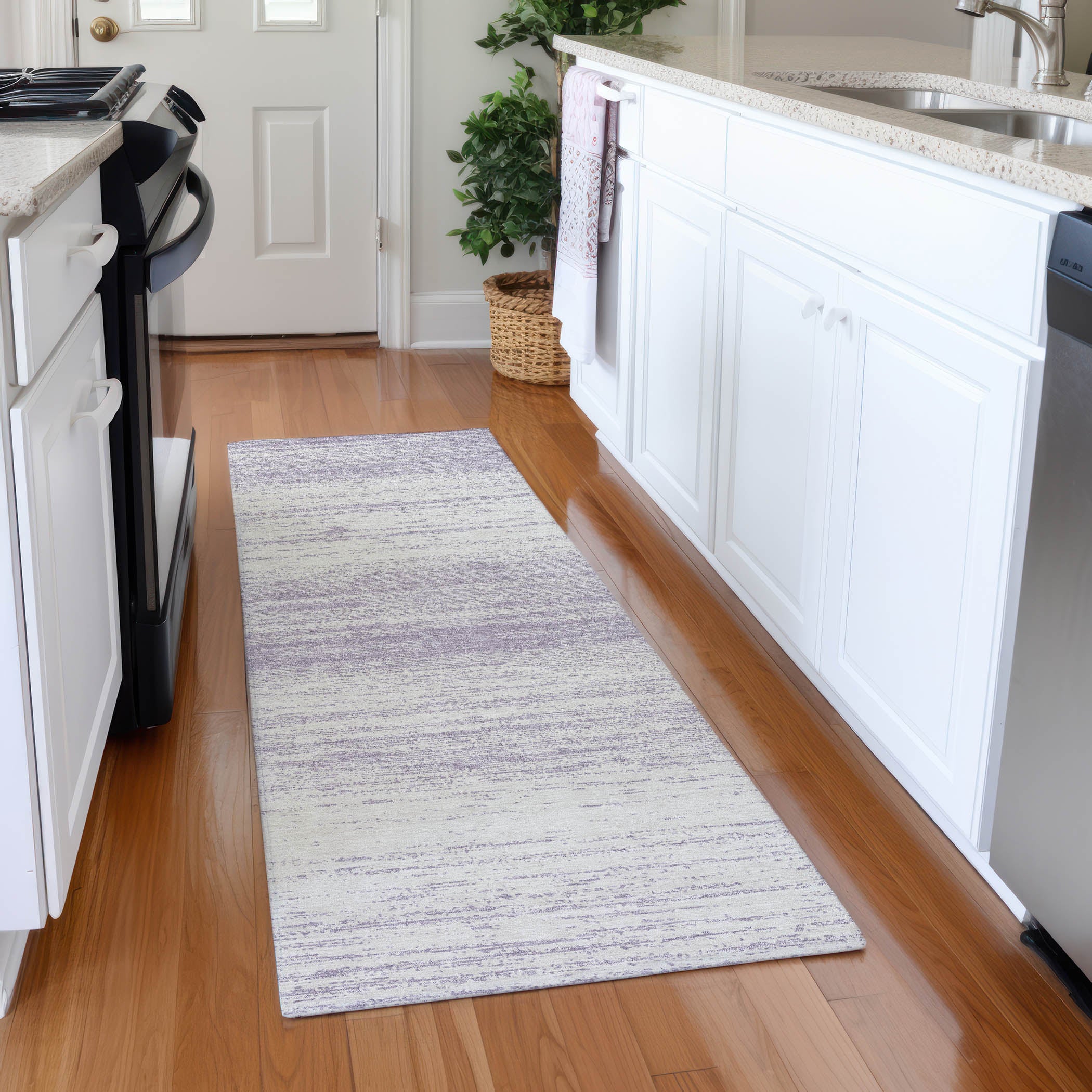 Vienna Machine Washable Transitional Lavender Purple Rug 2'3" x 7'6" #shape_Runner